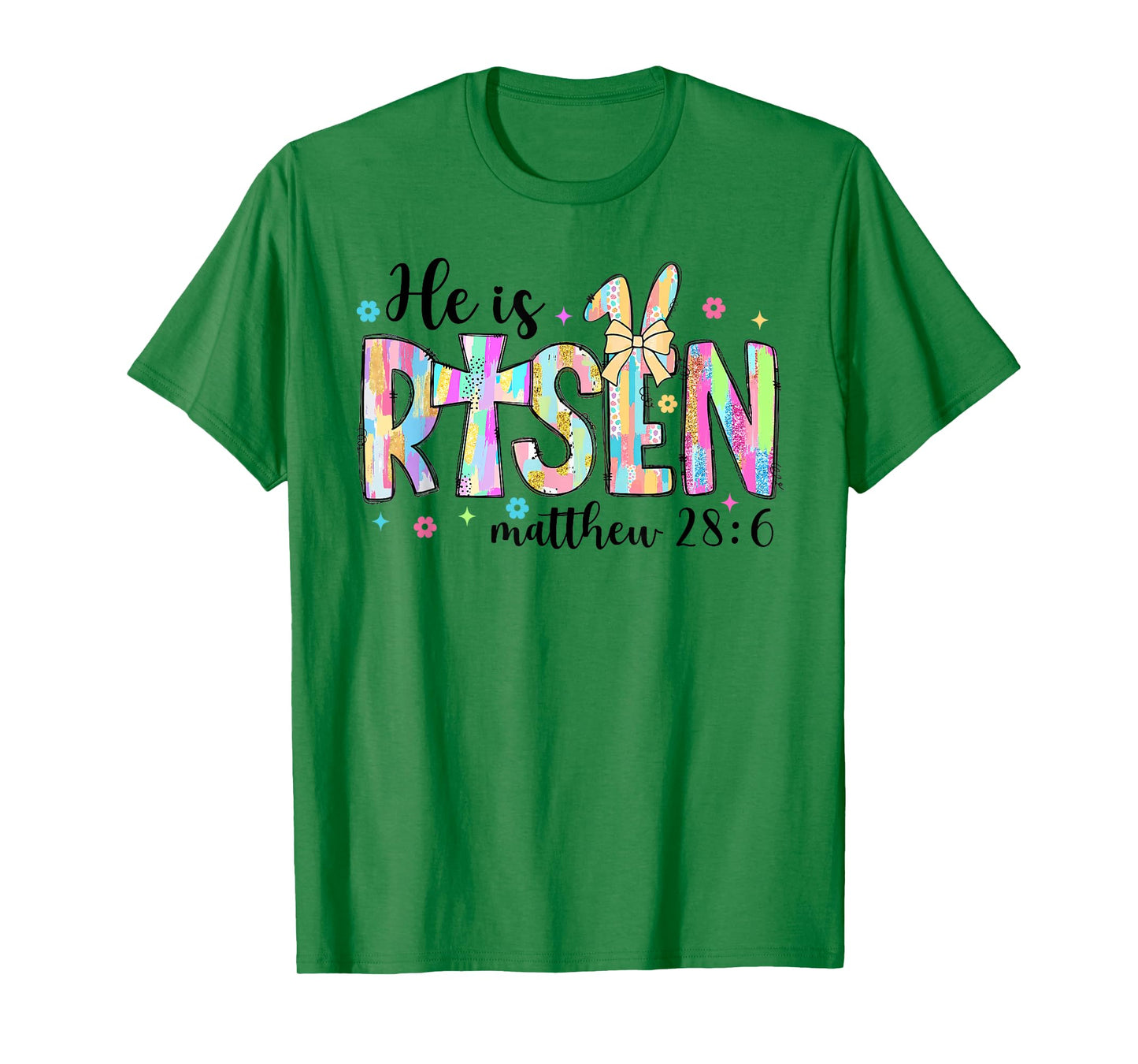 Retro He Is Risen God Jesus Religious Christian Easter Bunny T-Shirt