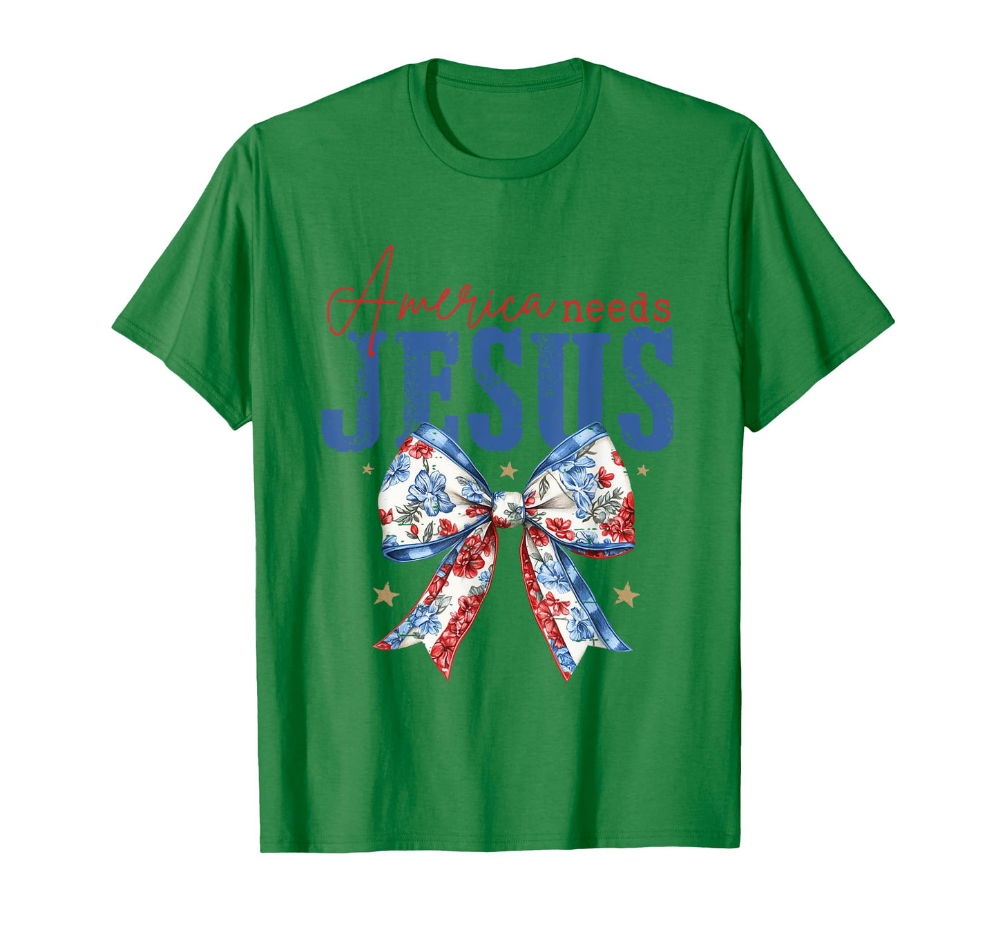 Coquette Bow Funny America Needs Jesus 4th Of July Christian T-Shirt