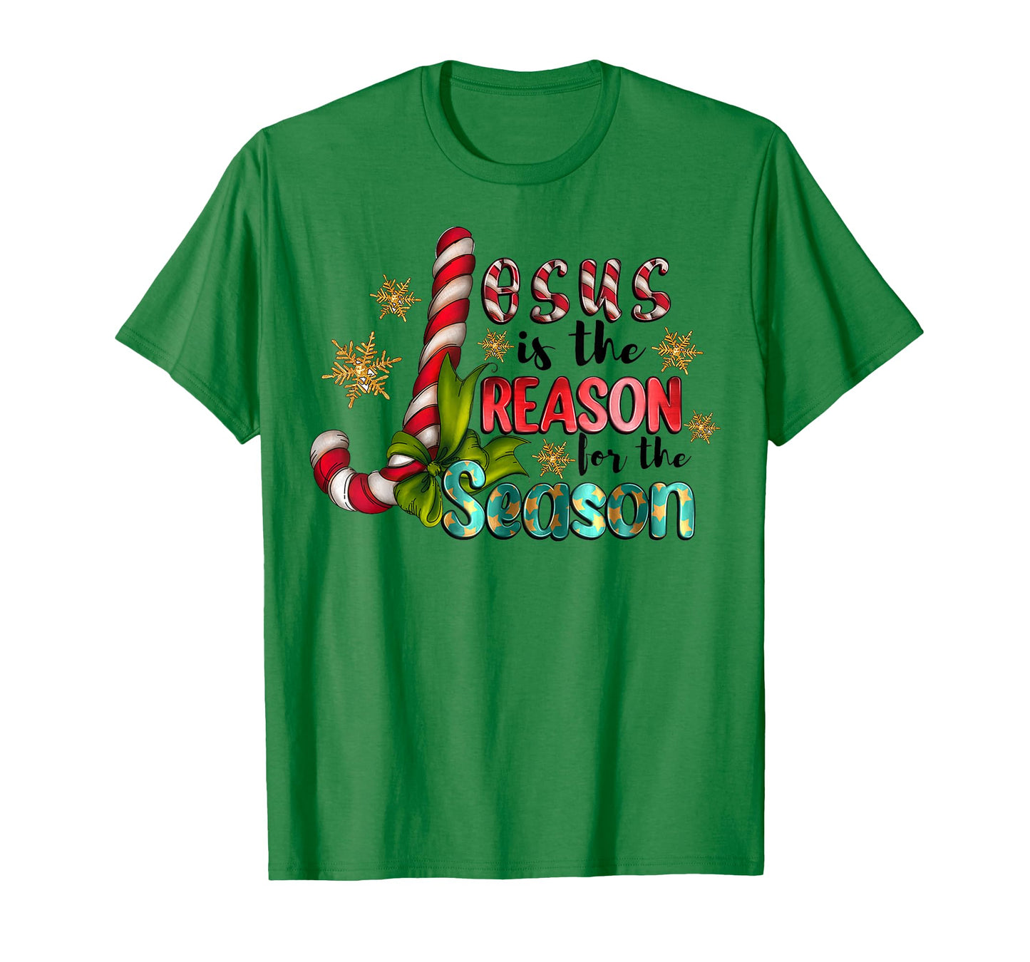 Jesus Is The Reason With Christmas Candy Christian God Lover T-Shirt