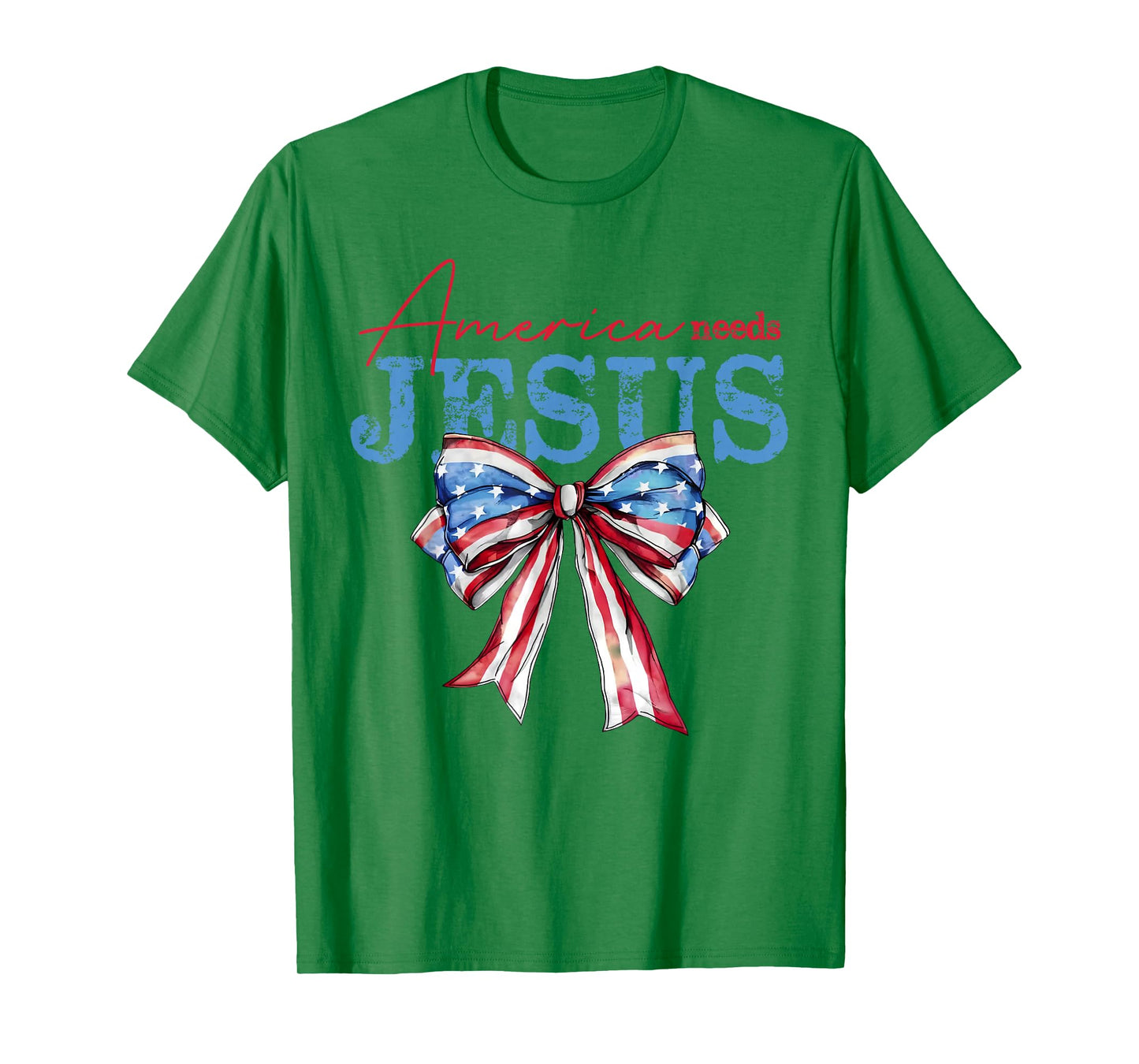 America Needs Jesus Christian USA Flag Coquette 4th Of July T-Shirt