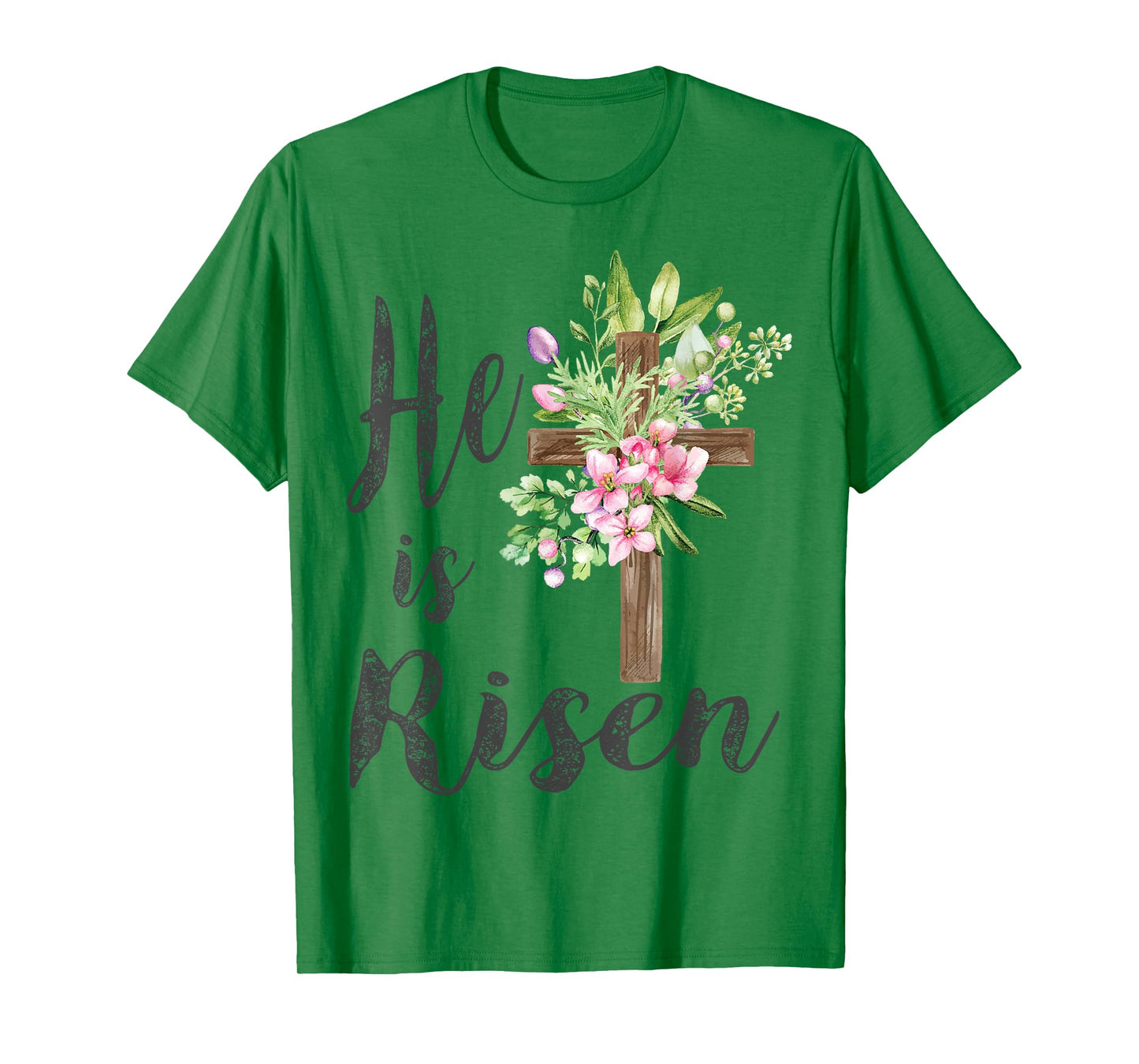 He is Risen Floral Cross Vintage Happy Easter T-Shirt