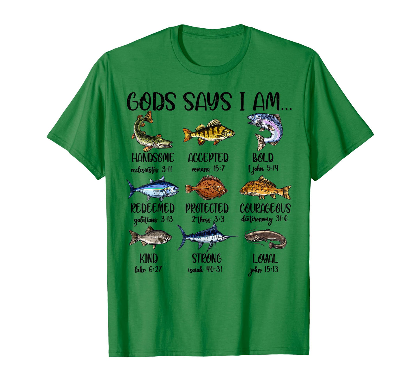 Kids God Says I Am Bass Fish Christian Boy Toddler Men Jesus T-Shirt
