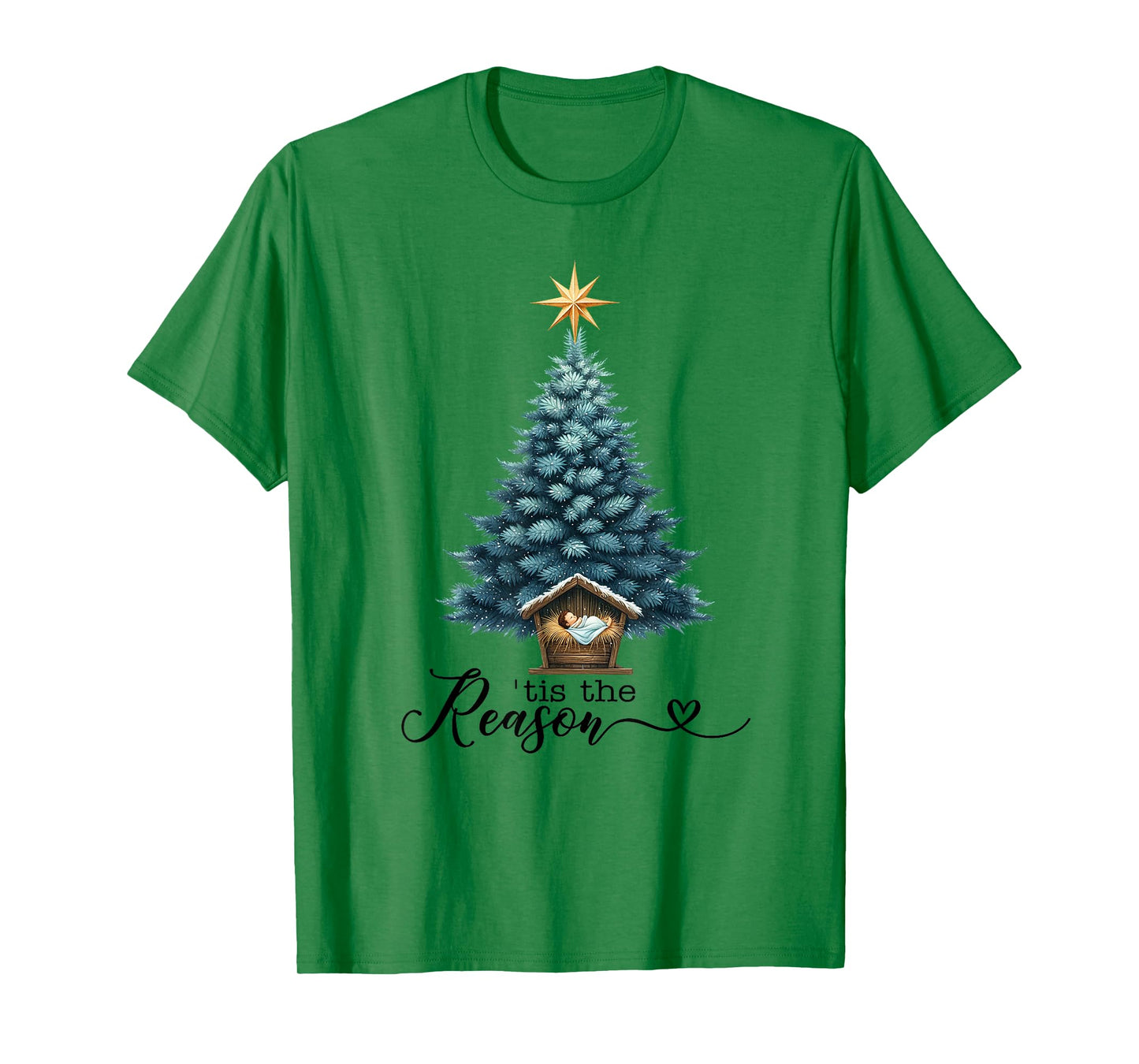Tis The Reason Nativity Christmas Baby Jesus Manger Catholic T-Shirt