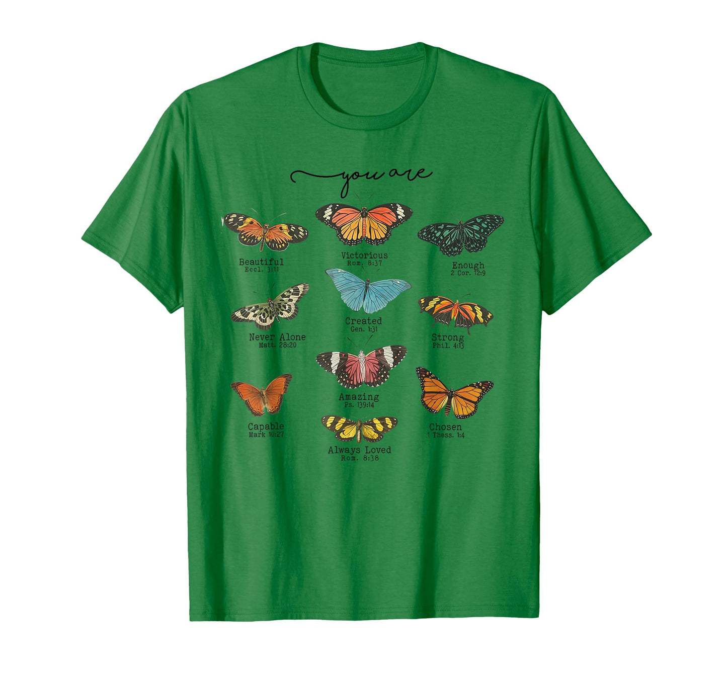 You Are Beautiful Bible Verse Religious Christian Butterfly T-Shirt