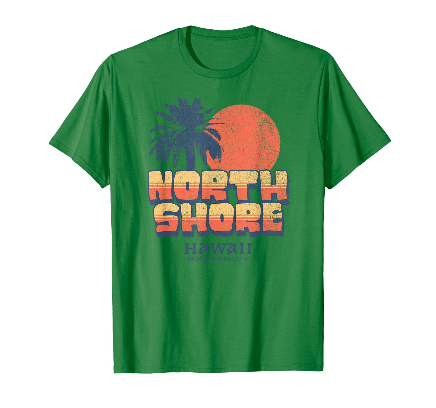North Shore Hawaii Retro Sunset Palm Tree Hawaiian Beach T-Shirt