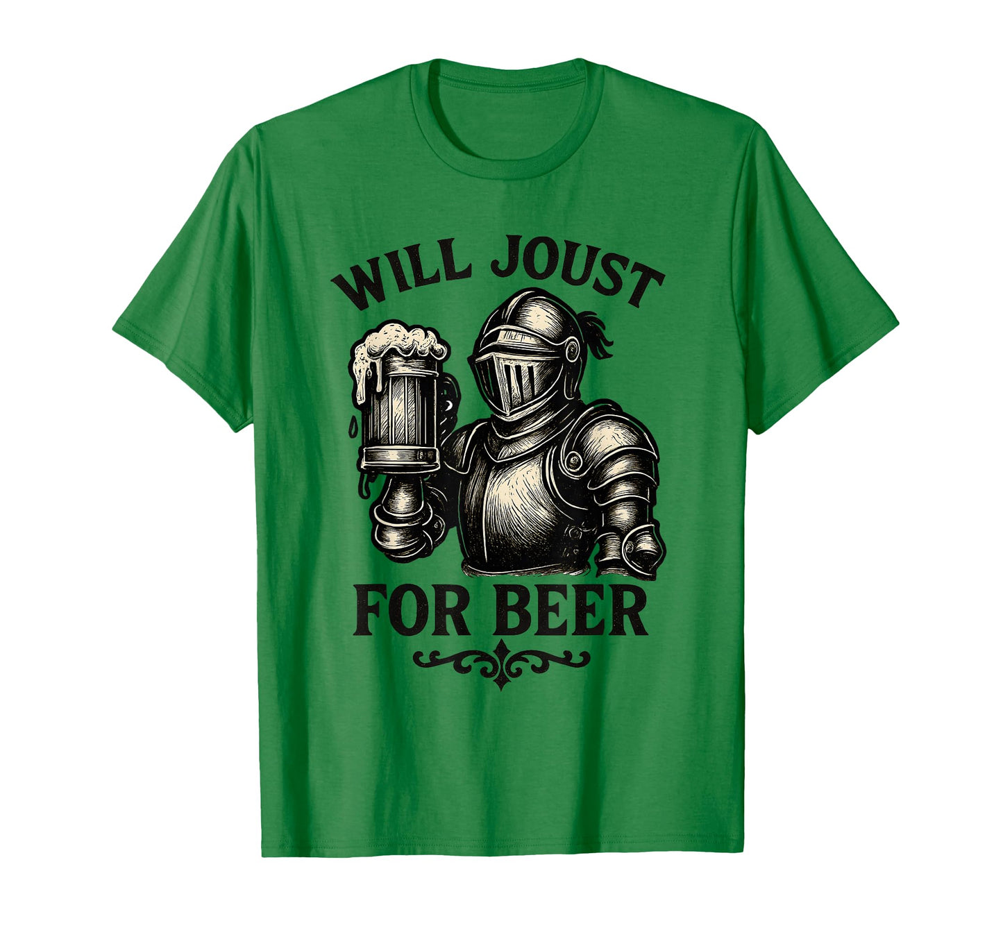Will Joust for Beer Funny Medieval Knight Drinking Design T-Shirt