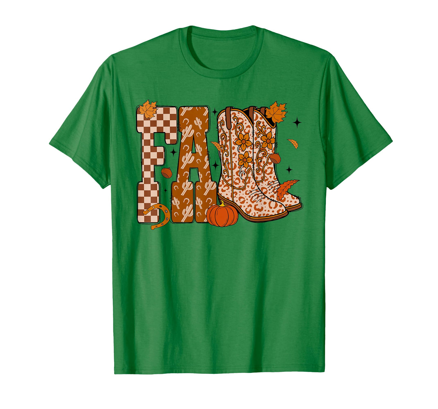 Howdy Western Boots Cowgirl Cowboy Checkered Fall Pumpkin T-Shirt