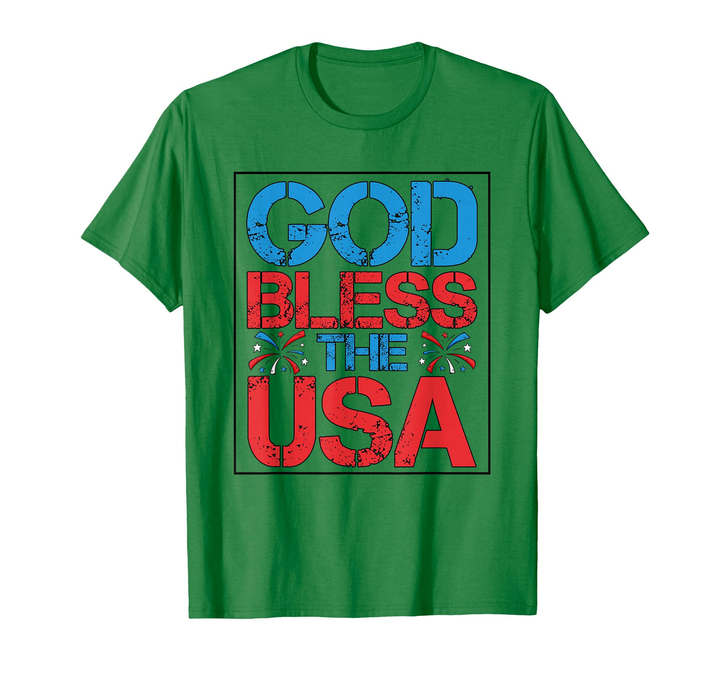 God Bless The USA - Patriotic American Flag Fireworks T-Shirt