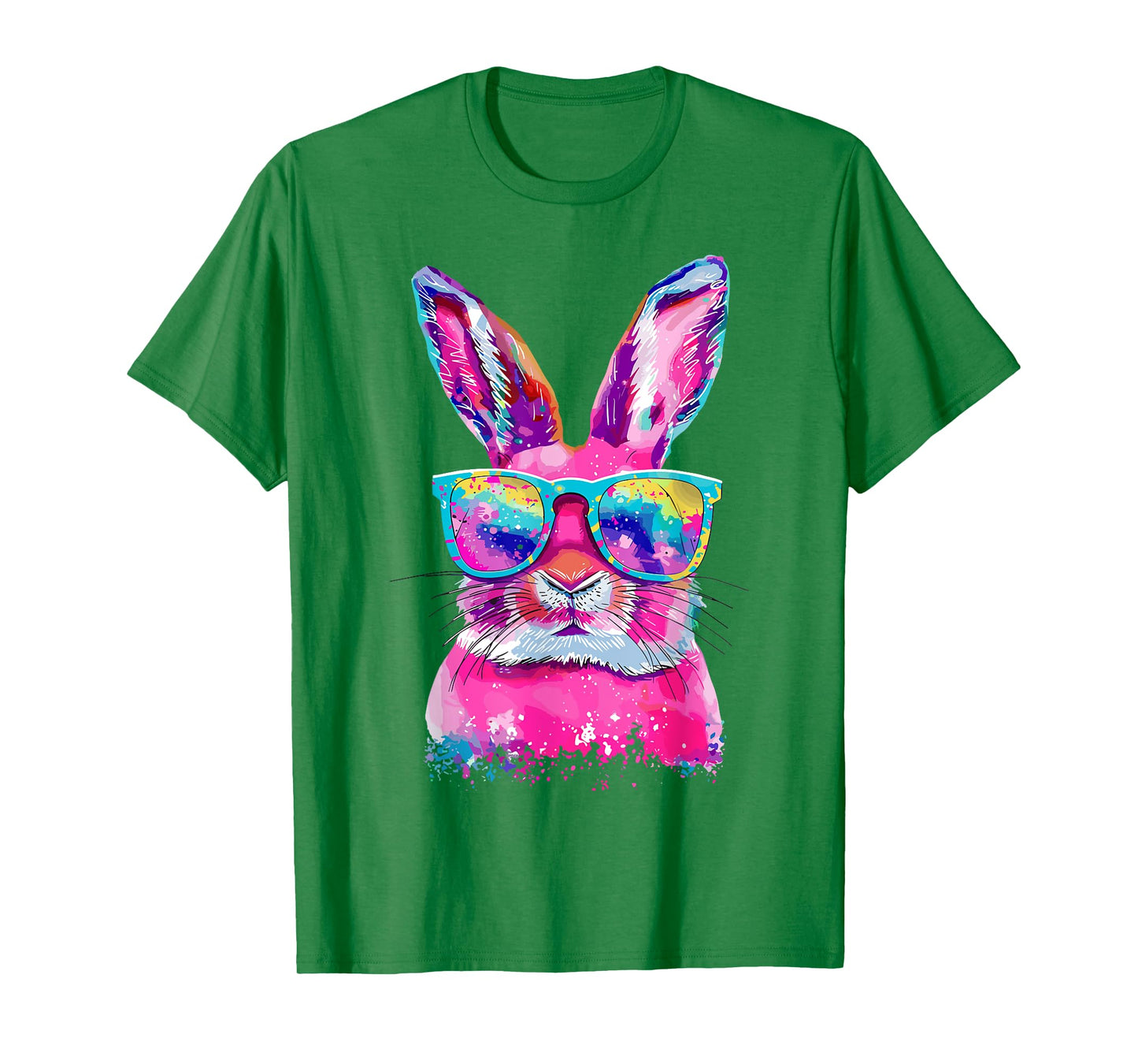 Bunny Face With Tie Dye Glasses Happy Easter Day Men Boy Kid T-Shirt