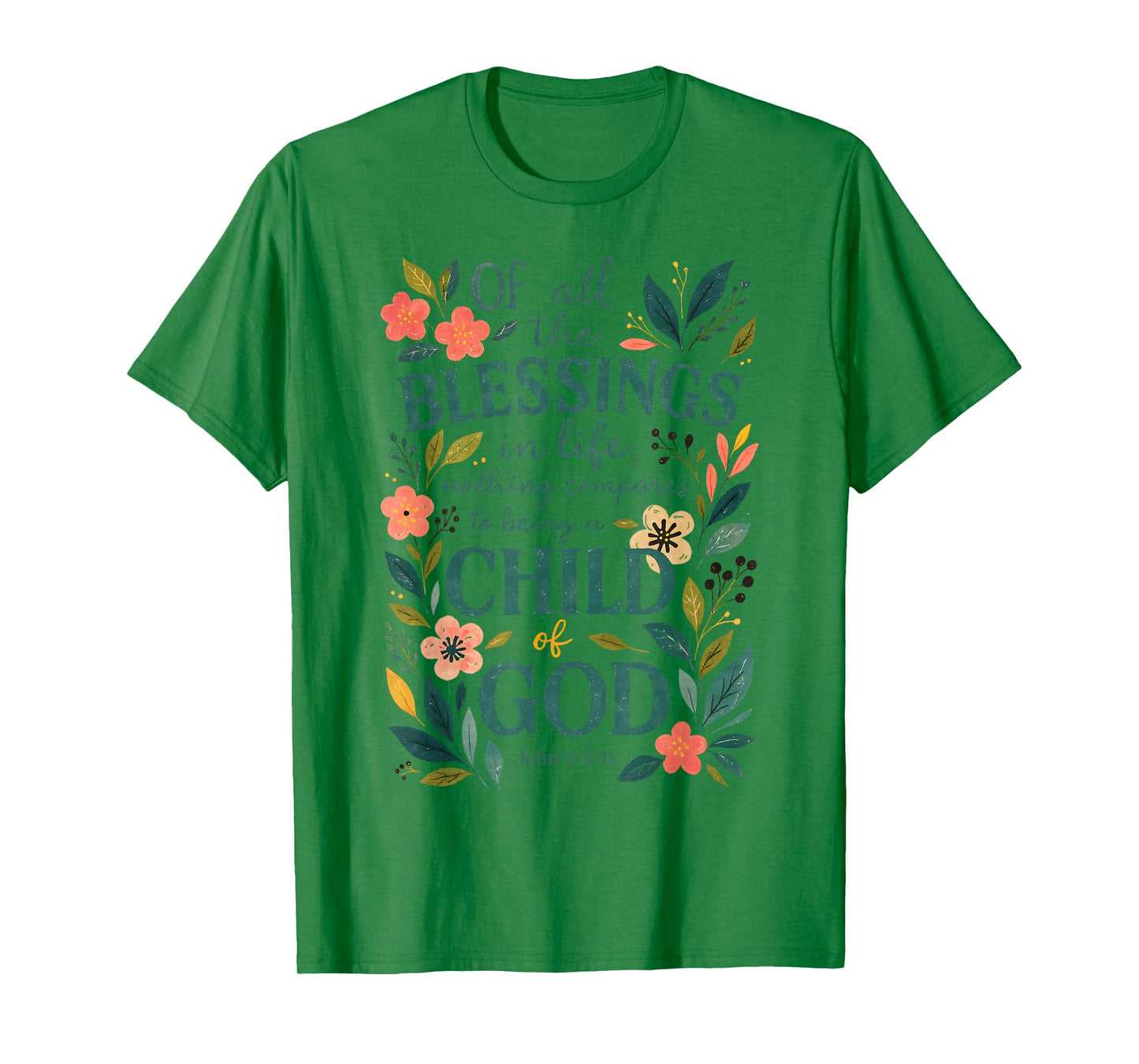 Christian Bible Verse Floral &Design Child God Blessings T-Shirt