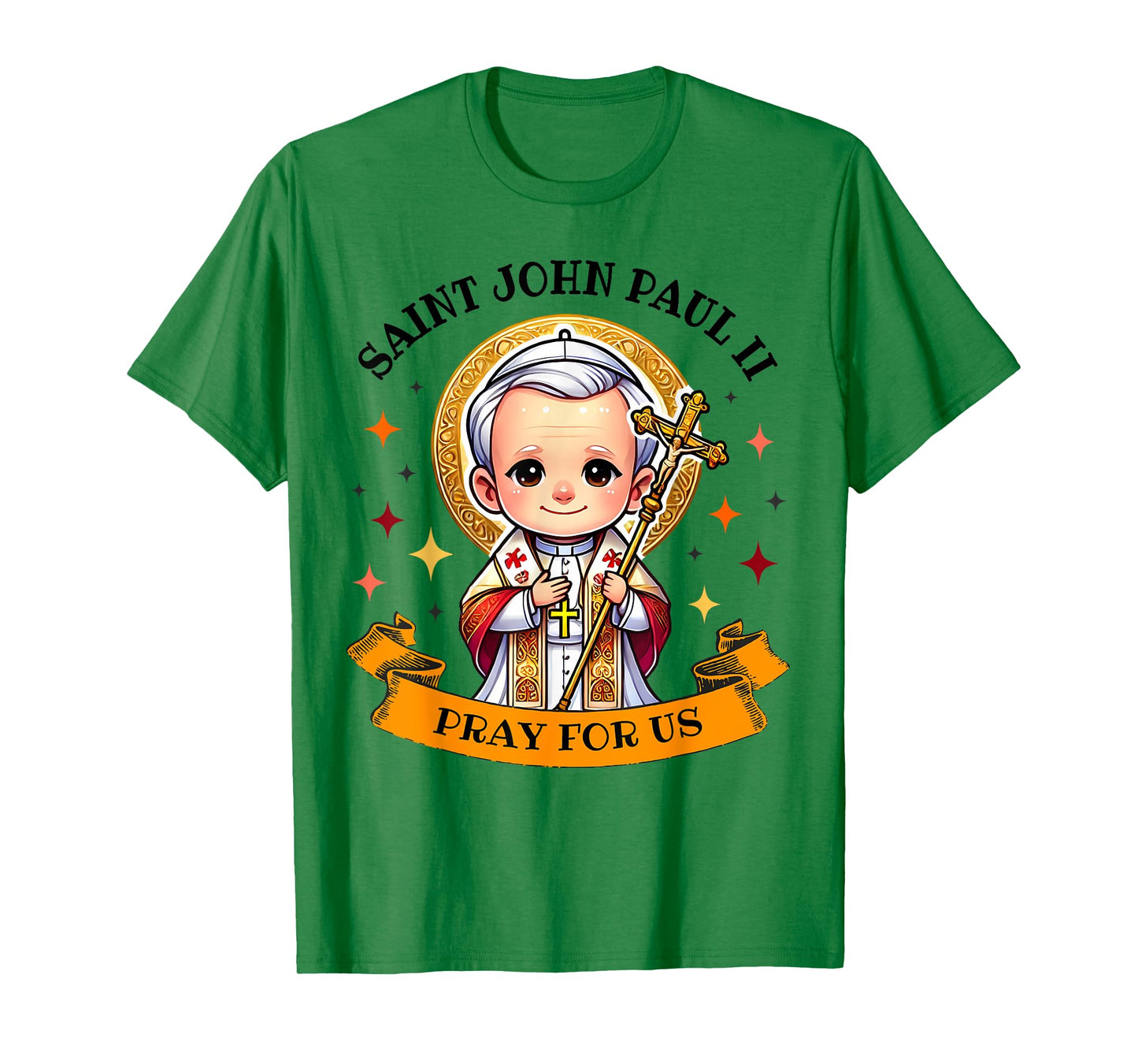 Saint John Paul II Pray for Us Catholic Cross for Kids T-Shirt