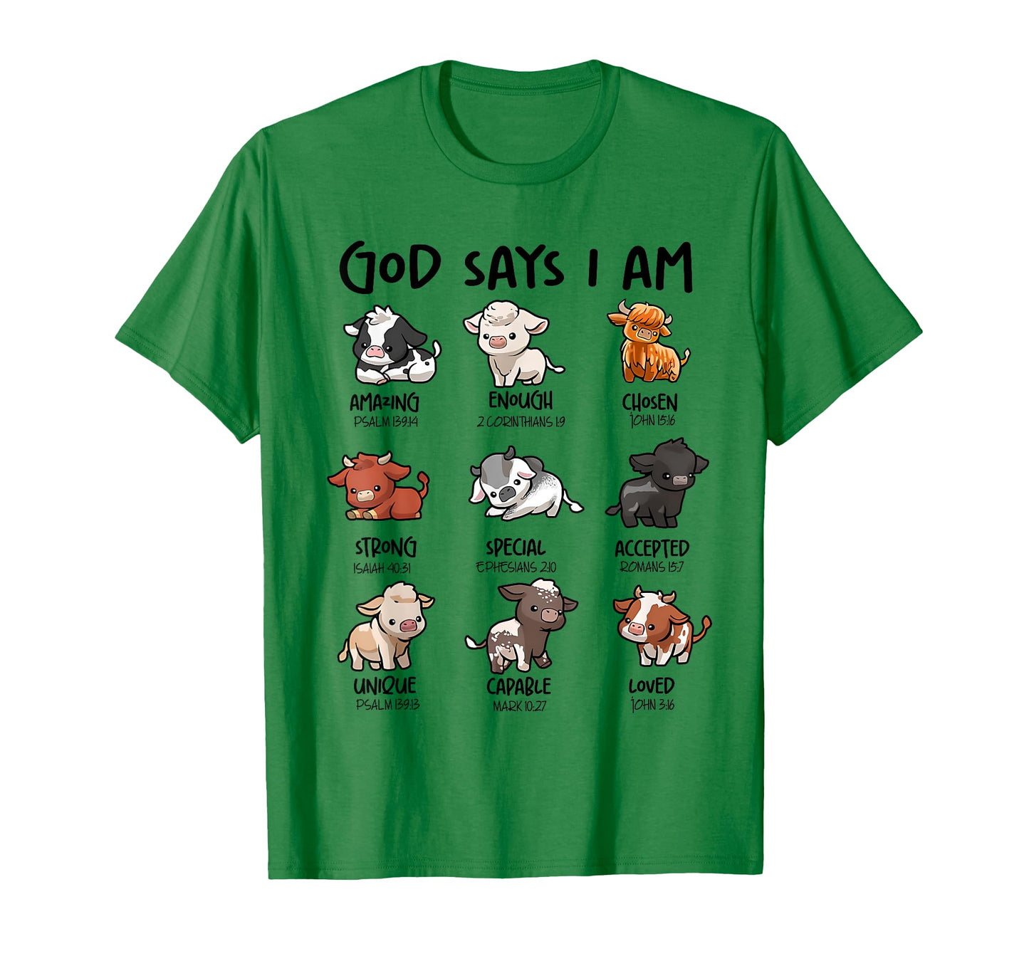 God Says I Am Highland Cow Christian Religious Scottish Cows T-Shirt