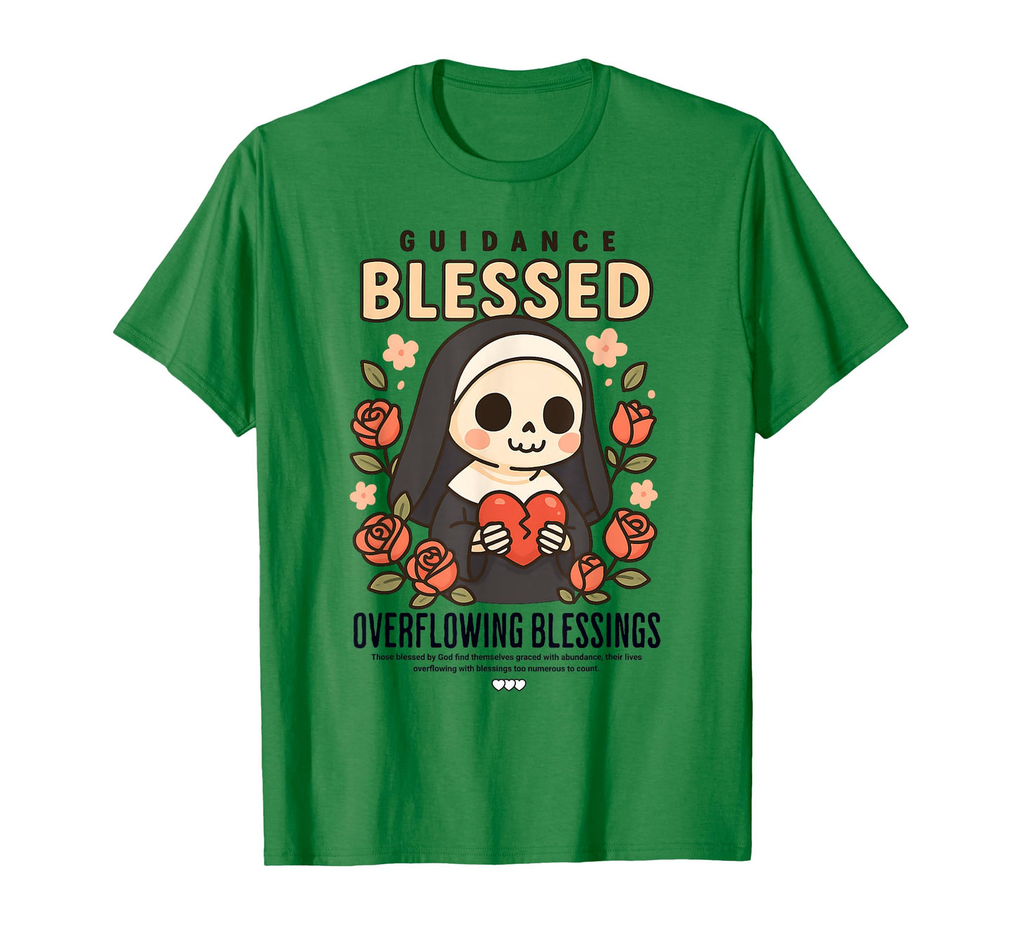 Skeleton Nun Blessed Overflowing Blessings Gothic Religious T-Shirt