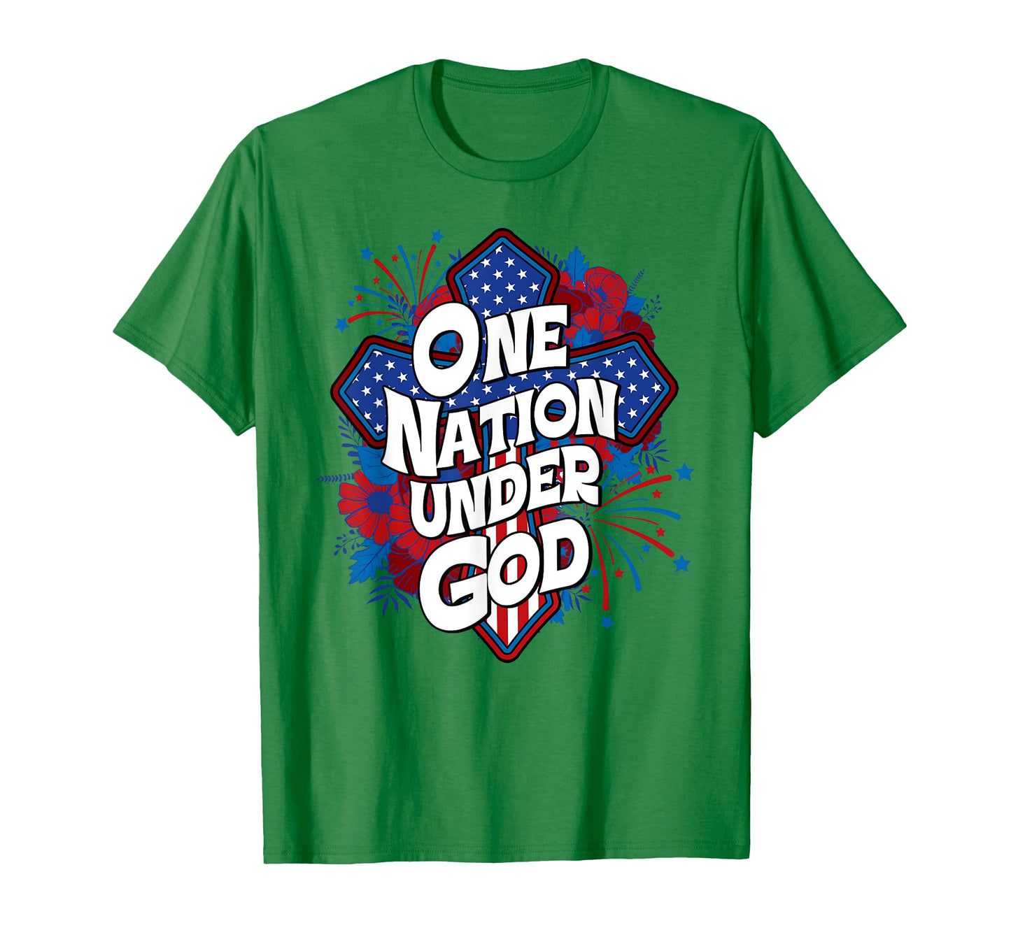 One Nation Under God USA Cross Flag Christian Men Women Kid T-Shirt