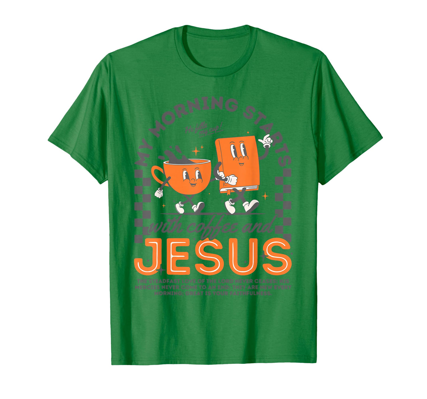 My Morning Starts With Coffee And Jesus Autumn Fall Leaves T-Shirt