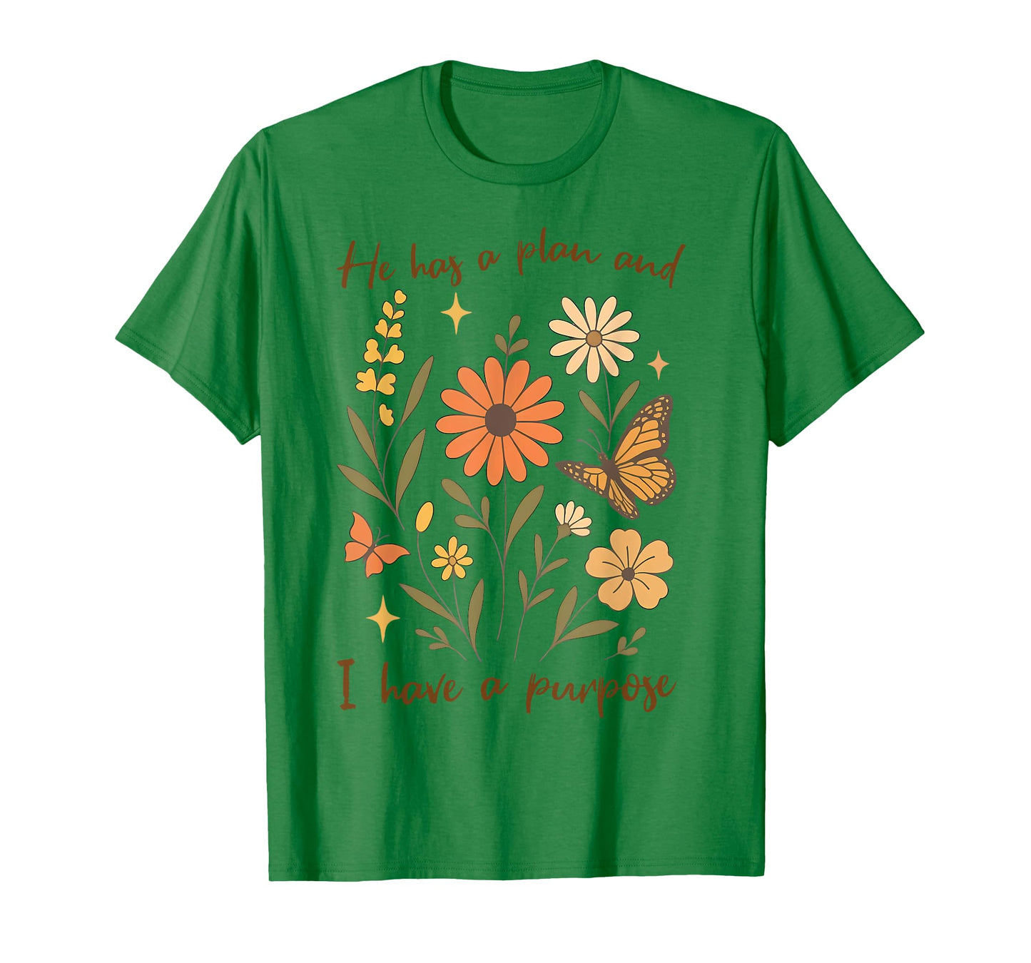 Retro Groovy He Has A Plan and I Have A Purpose Christian T-Shirt