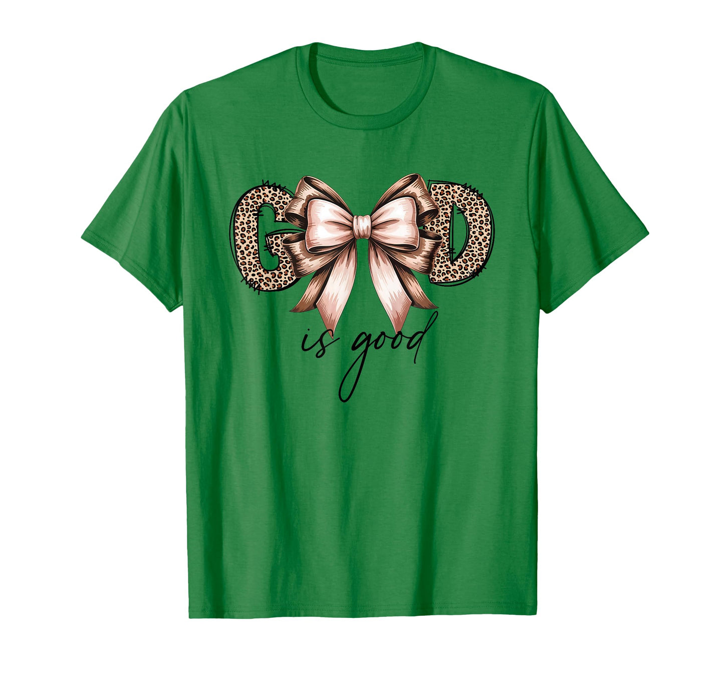 God is Good Leopard Letters with Bow Vintage Christian T-Shirt