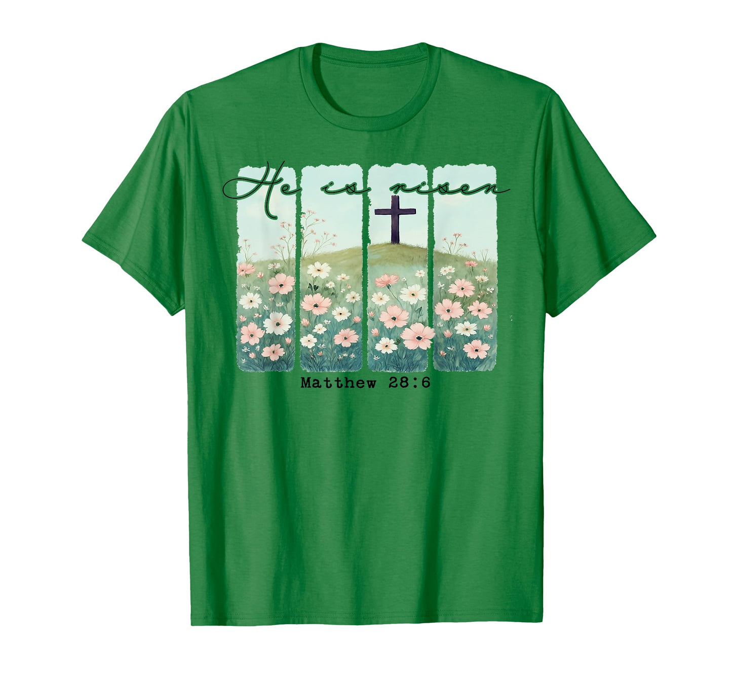 He Is Risen Christian Wildflower Happy Easter Women Girls T-Shirt