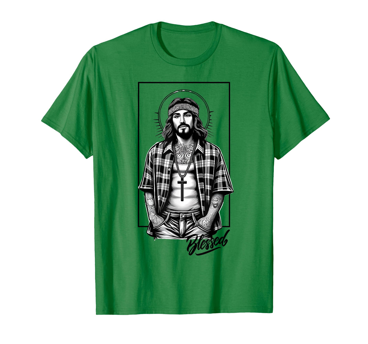 Chicano Latino Cholo Mexican Street Jesus Blessed Religious T-Shirt