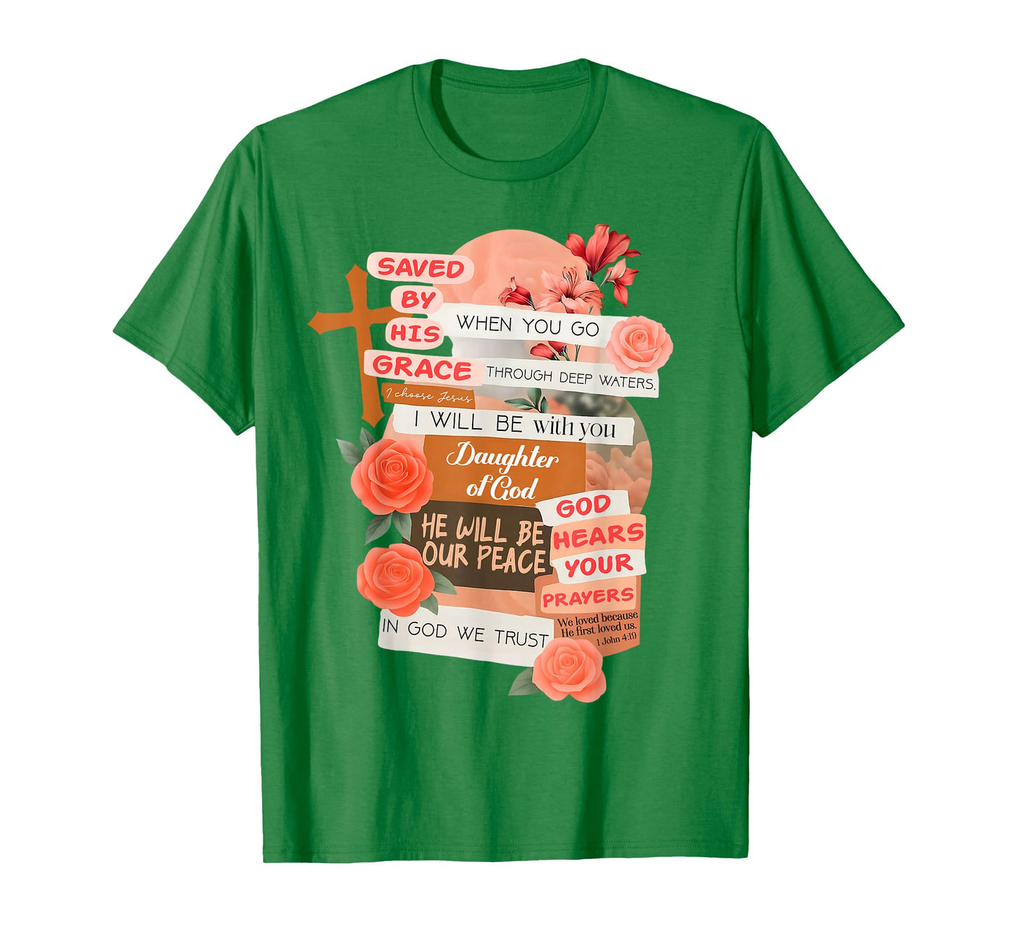 Christian Religious Inspired Bible Verse Saved by His Grace T-Shirt