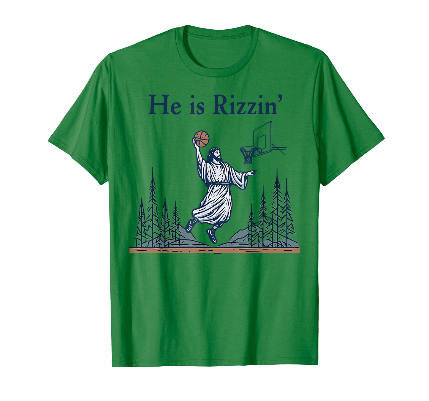 He Is Rizzin Funny Basketball Retro Christian Religious T-Shirt