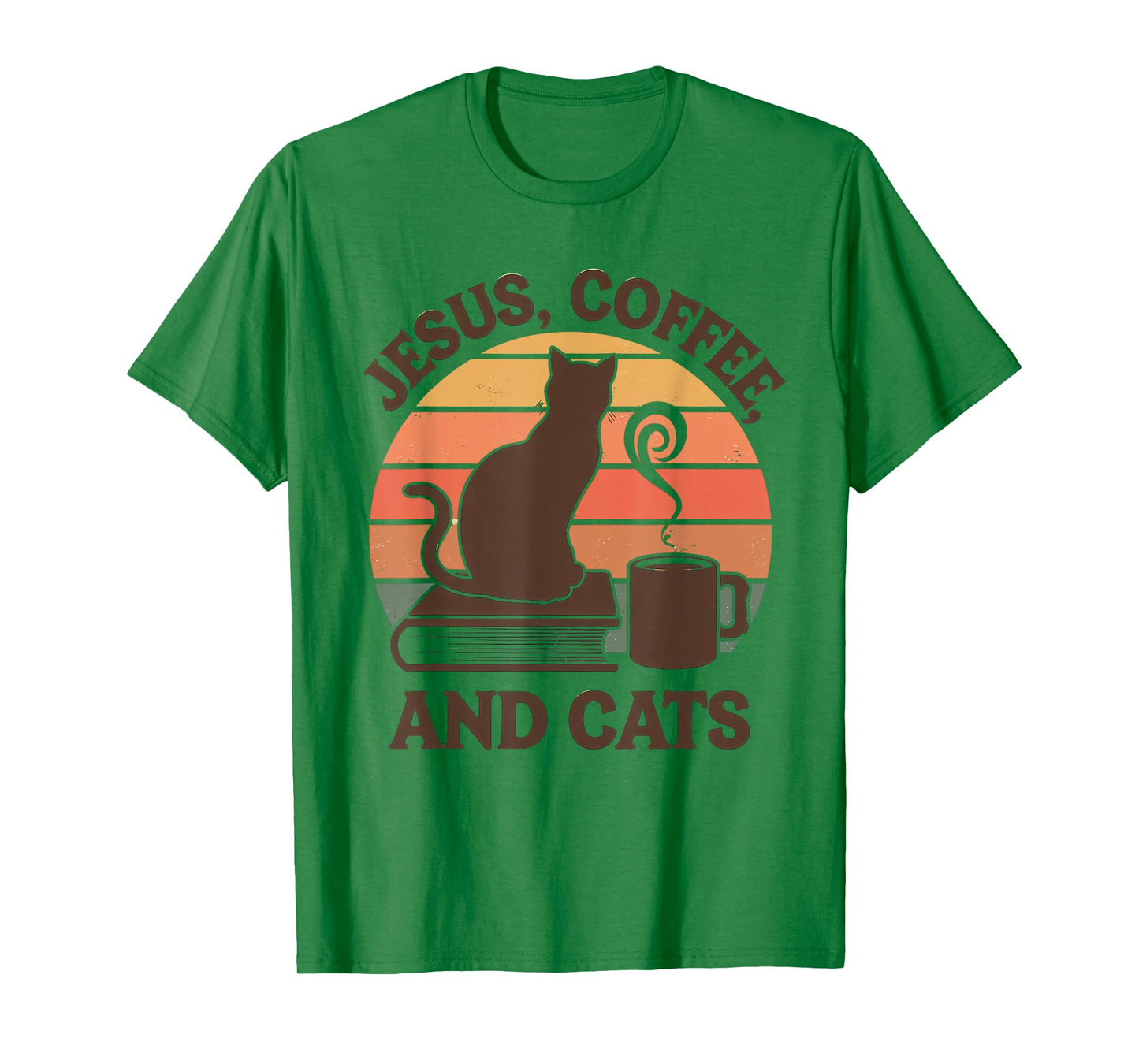 Jesus Coffee Cats Funny Cute Design Jesus Lovers Christian T-Shirt