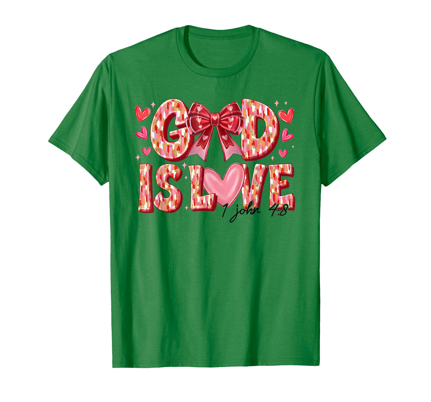 Valentine Coquette Bow God Is Love Valentines Day Christian T-Shirt