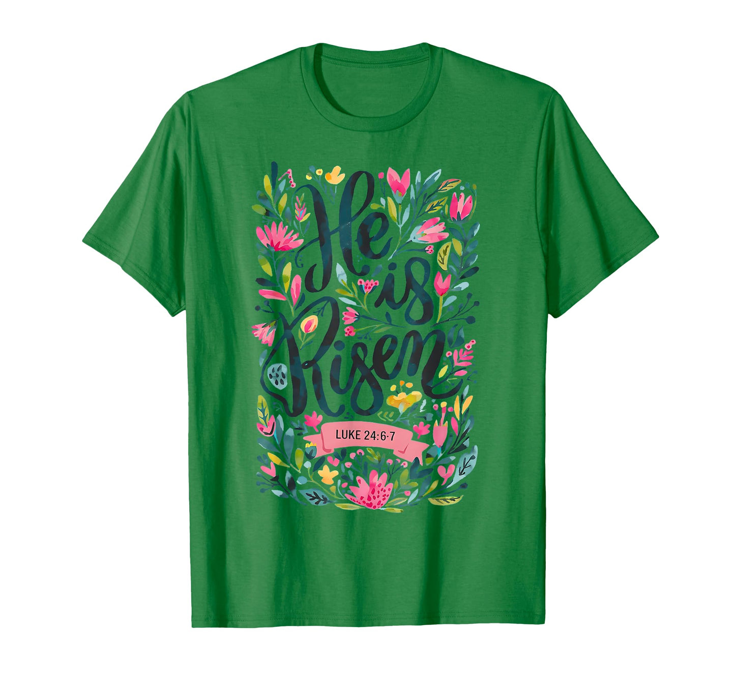 Floral Religious He is Risen Christian Happy Easter T-Shirt