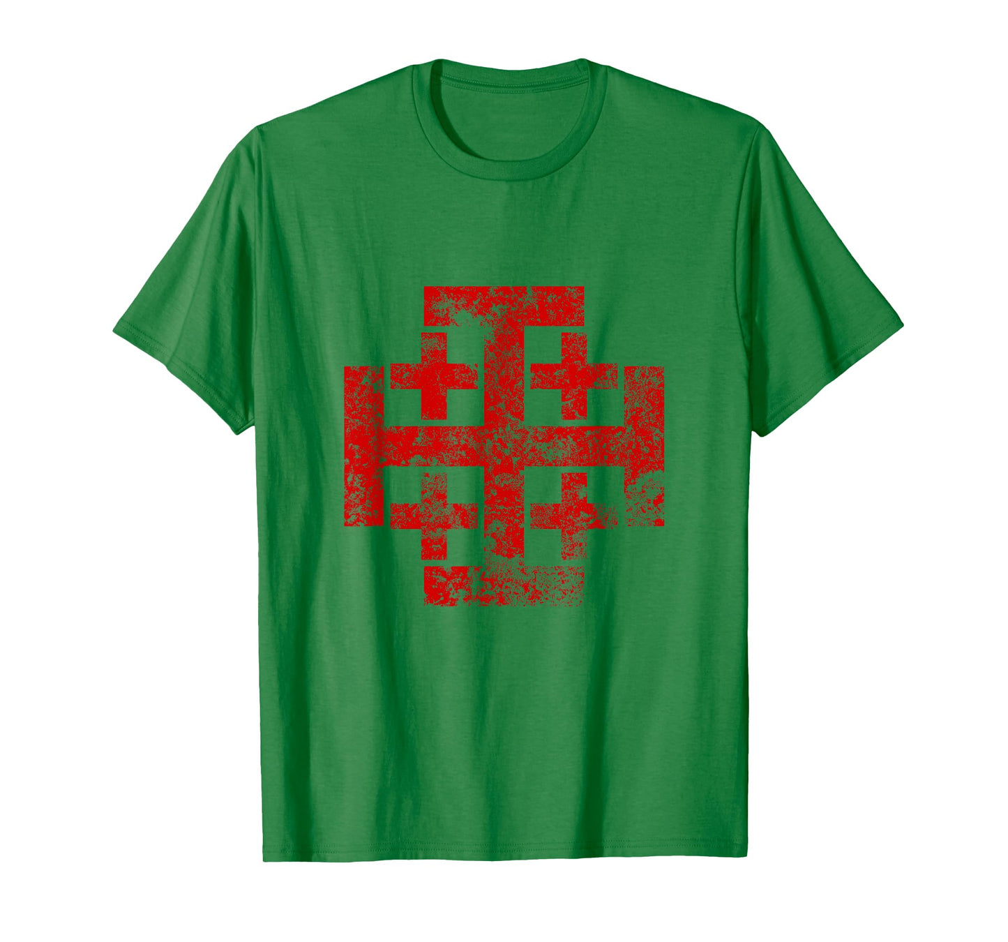 Jerusalem Cross Crusader T-Shirt Christian Catholic Distress T-Shirt
