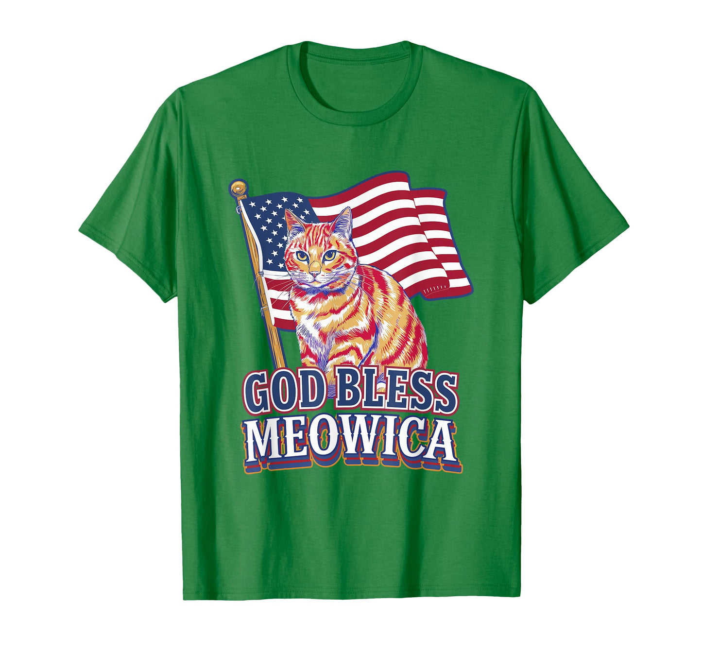 God Bless Meowica Funny Patriotic Cat Design T-Shirt