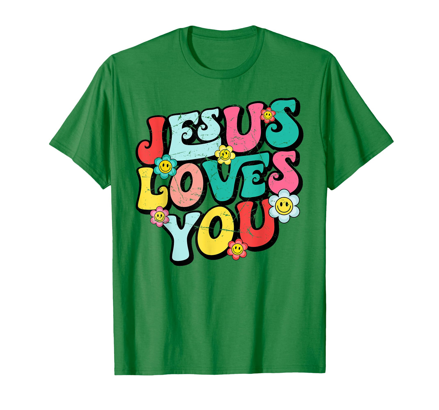Jesus Loves You Retro Vintage Groovy Style Men Womens T-Shirt