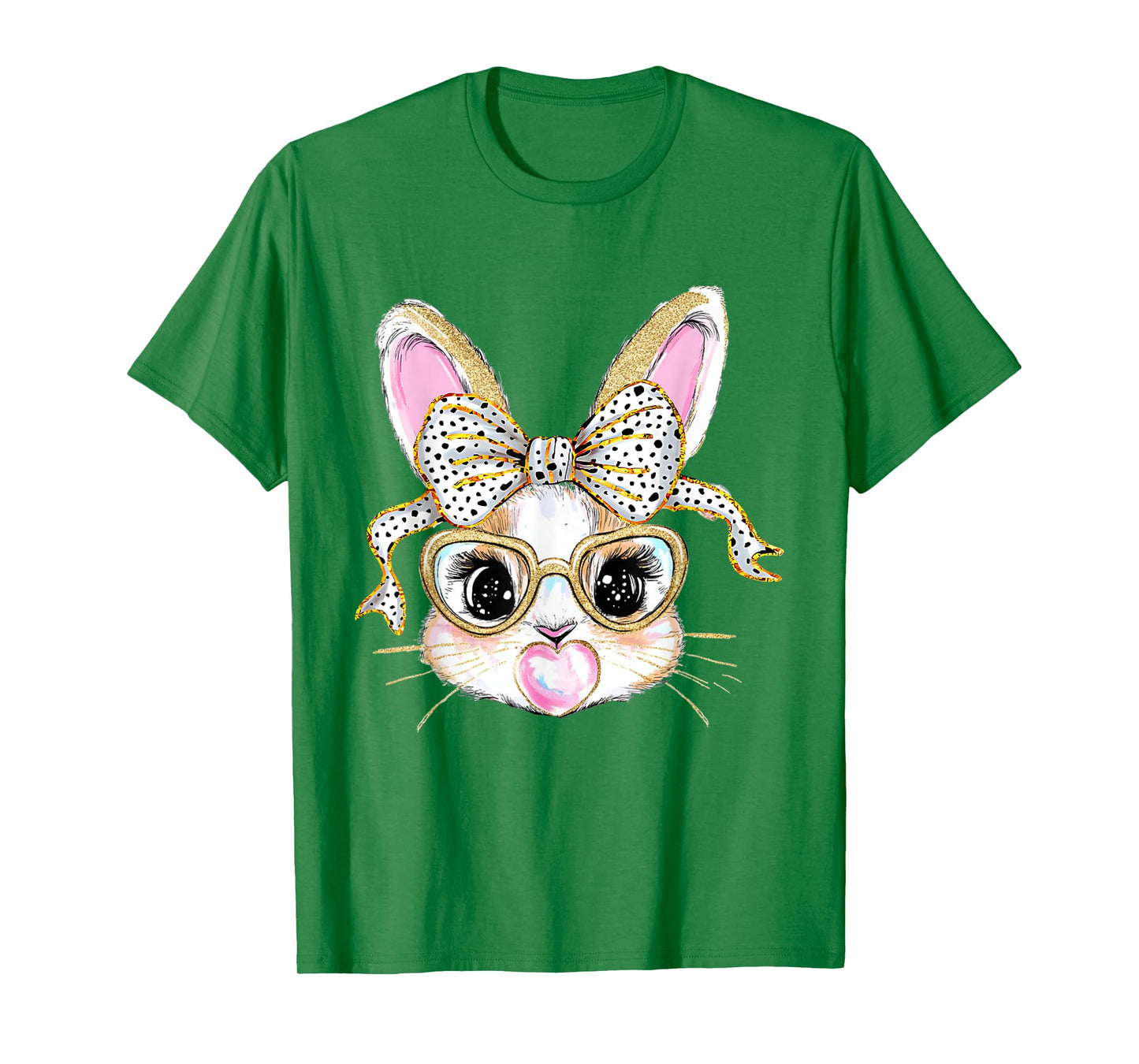 Cute Bunny Rabbit Face Coquette Bow Easter Day Girls Women T-Shirt