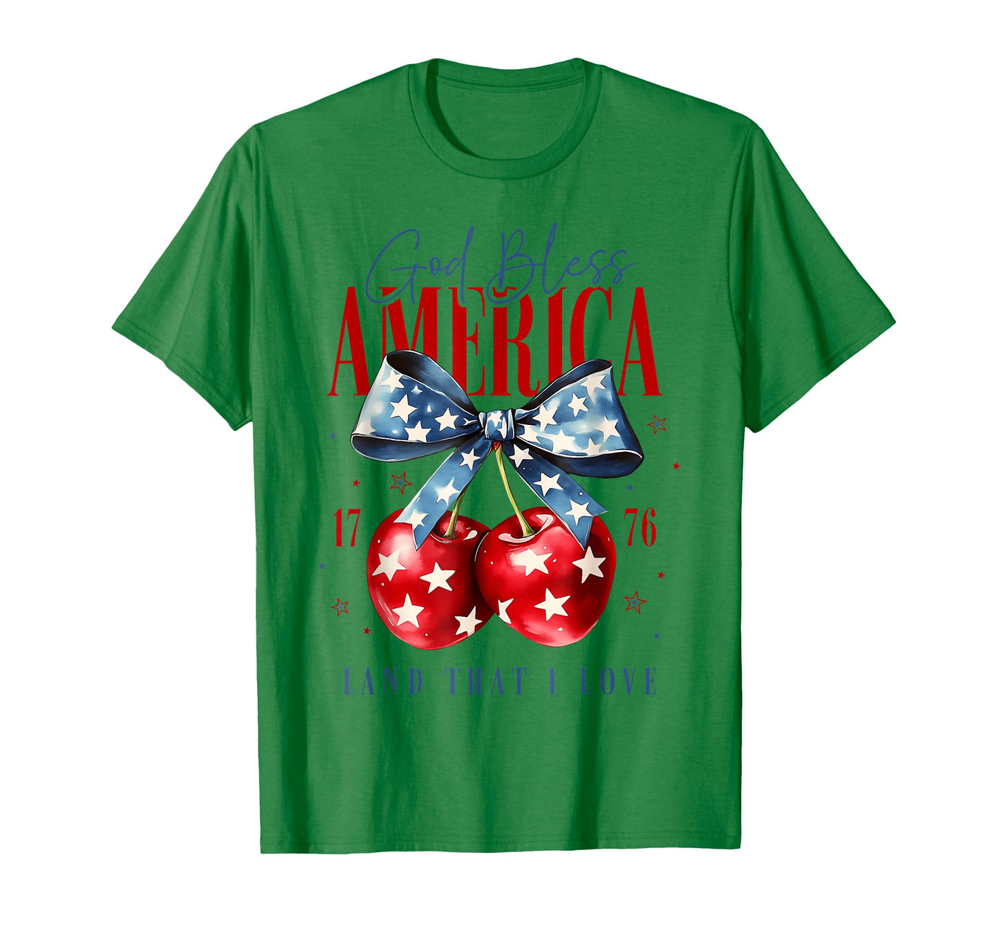 God Bless America Patriotic Cherries 4Th July Usa T-Shirt