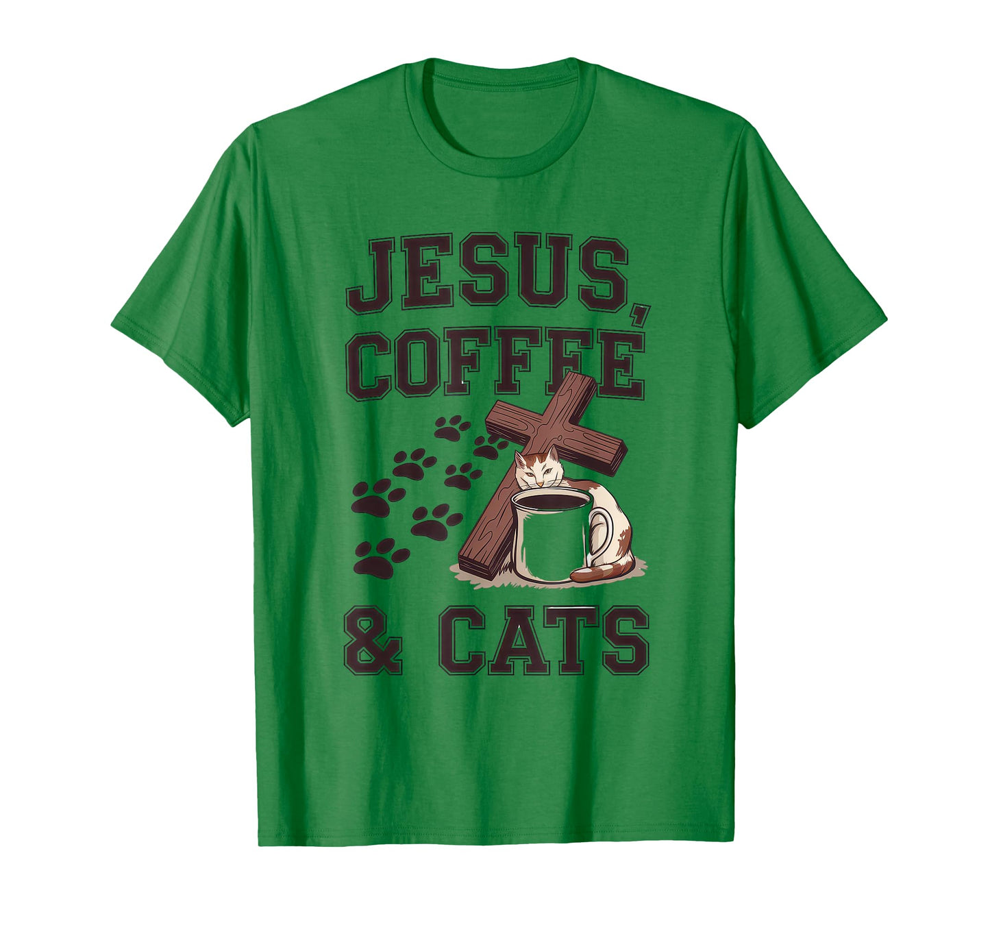 Jesus Coffee Cats Funny Cute Design Jesus Lovers Christian T-Shirt