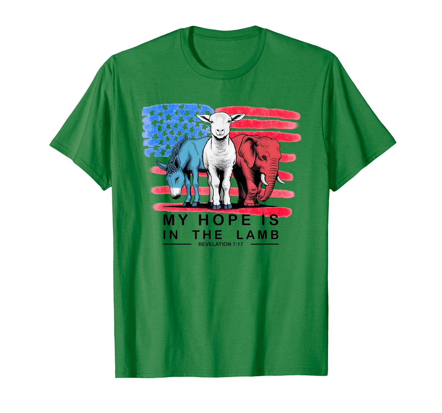 Vintage My Hope Is In The Lamb Christian God Jesus USA Flag T-Shirt