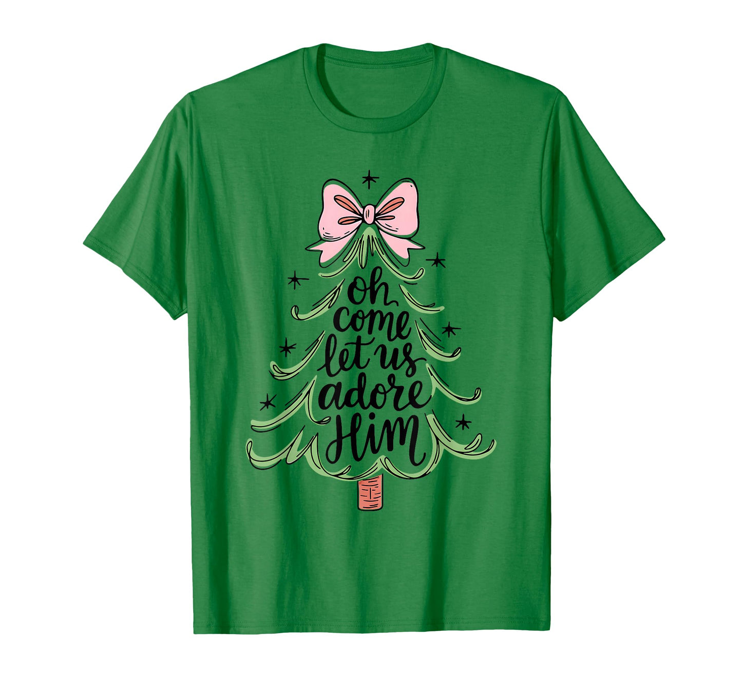 Oh Come Let Us Adore Him Christmas Christian Faith T-Shirt
