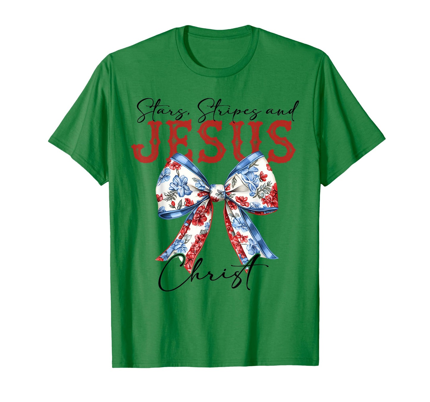 Stars Stripes And Jesus Christ Cross God Faith 4th July T-Shirt
