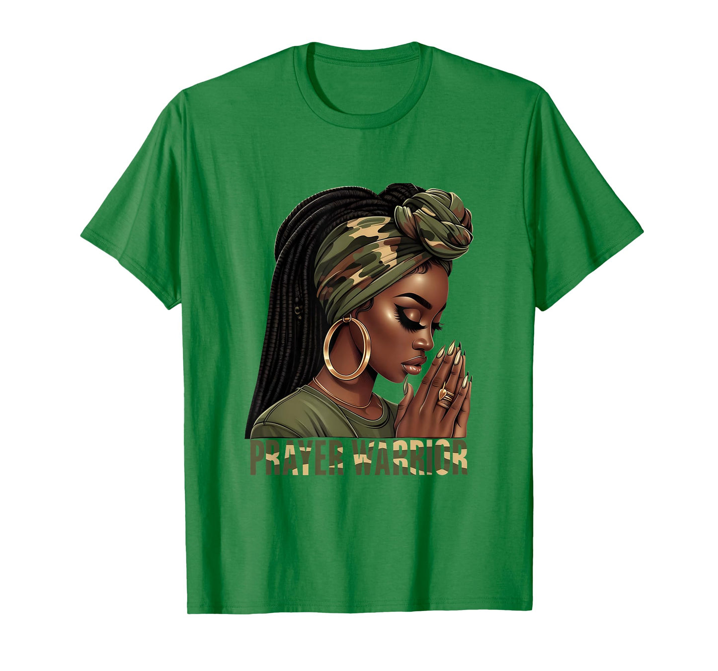 Black Woman Camo Pray Faith Christian Inspirational T-Shirt
