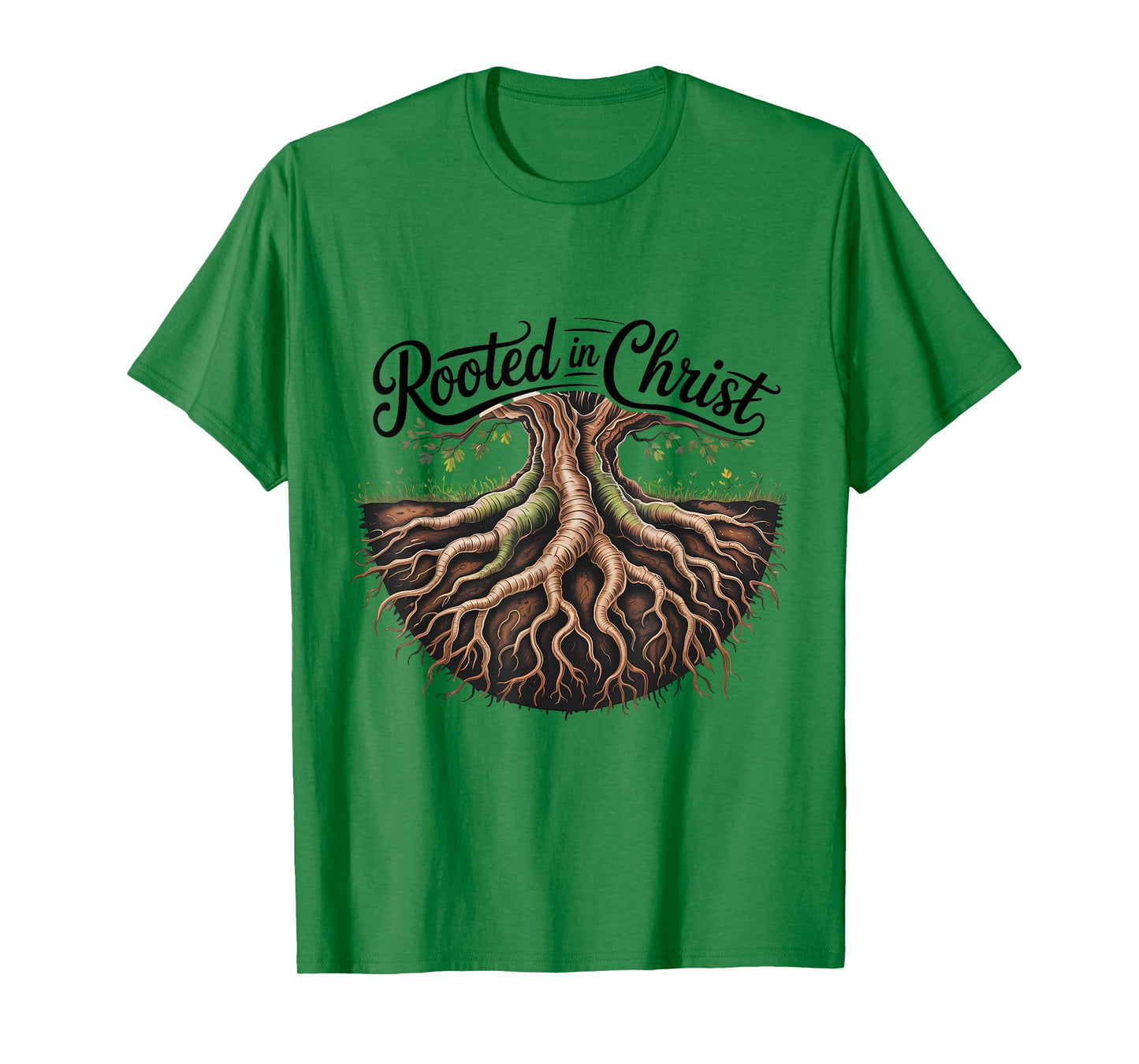 Rooted in Christ Jesus Cross Christian Faith T-Shirt