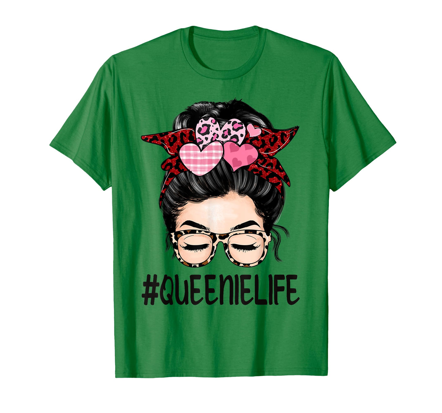 Queenie Valentines Day Women Cute Messy Bun Appreciation T-Shirt