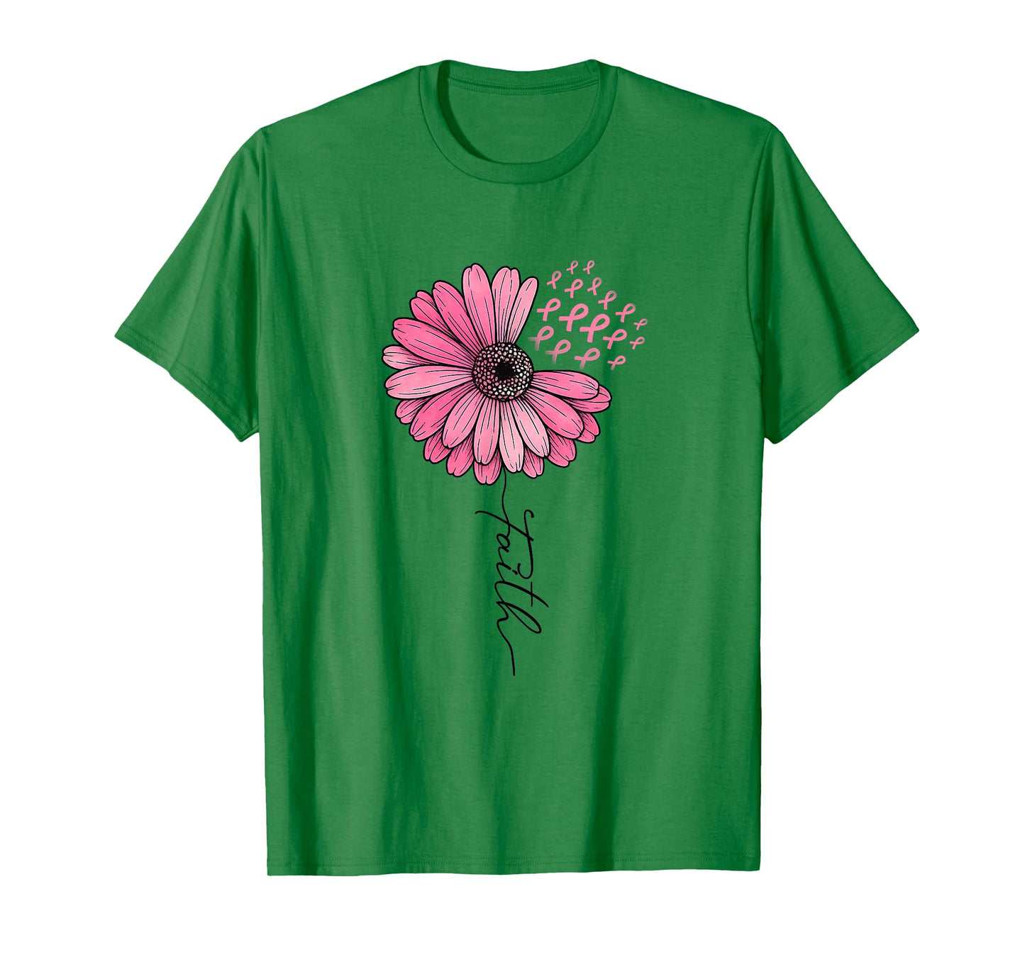 Faith Sunflower Dandelion Pink Ribbon Breast Cancer T-Shirt