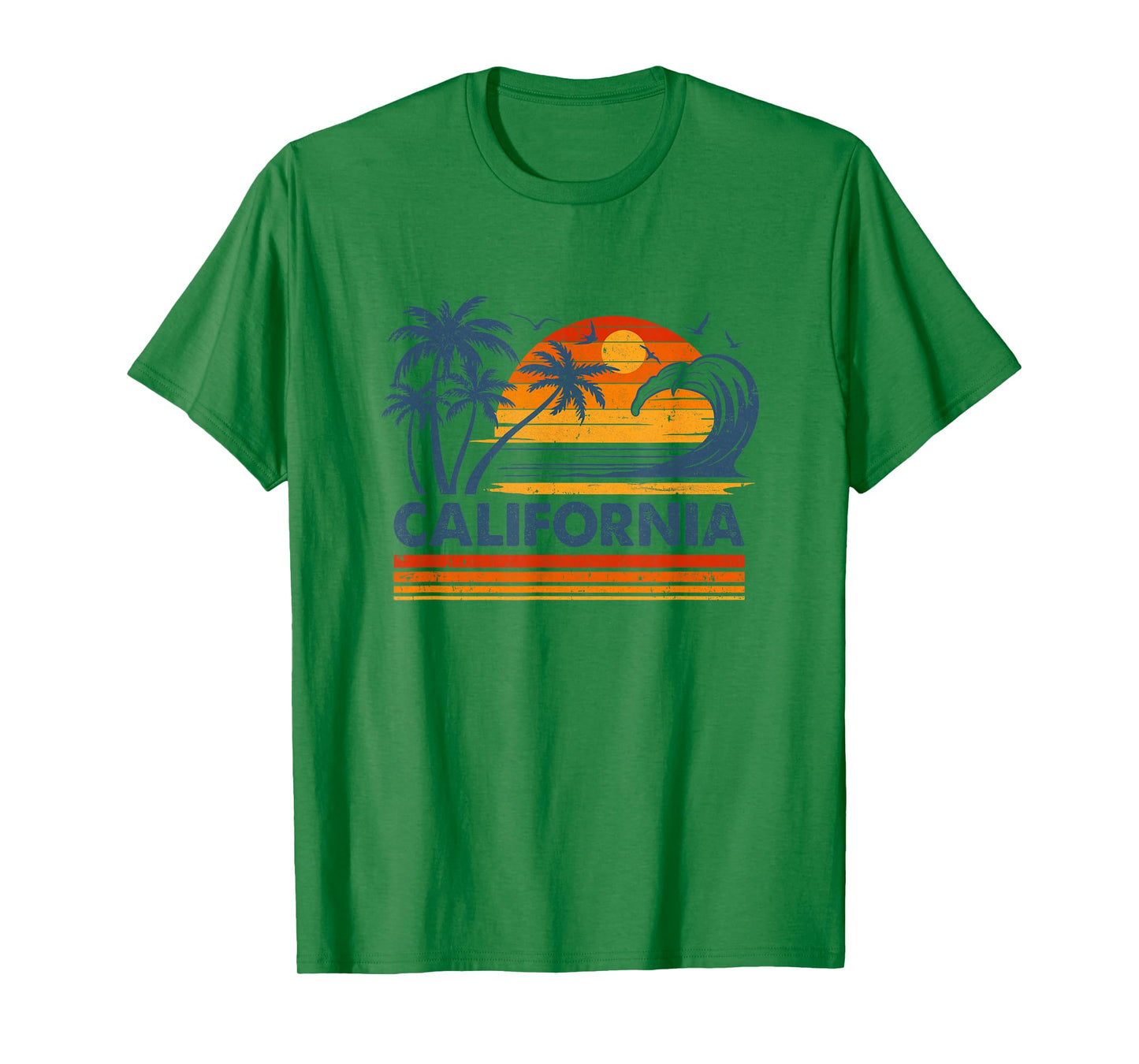 California Vacation Sunset Cute 70S Vintage Retro Beach T-Shirt