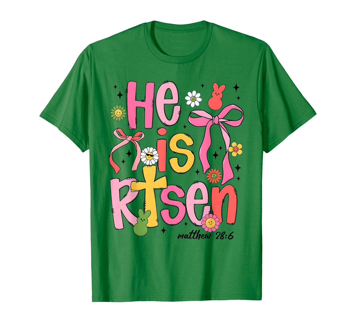 He is Risen Jesus Christian Happy Easter Kids Women Girls T-Shirt