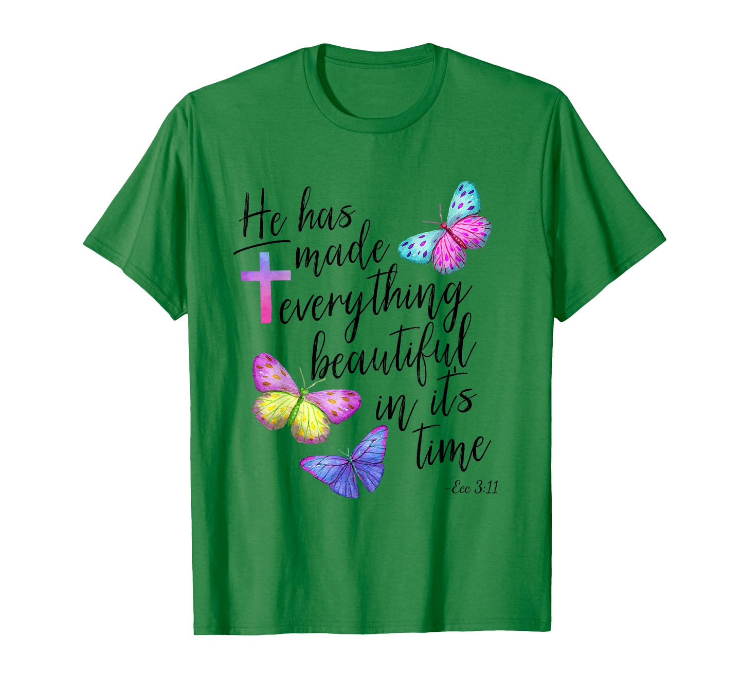 Bible Verse Cross Ecclesiastes Ecc Scripture Butterfly T-Shirt