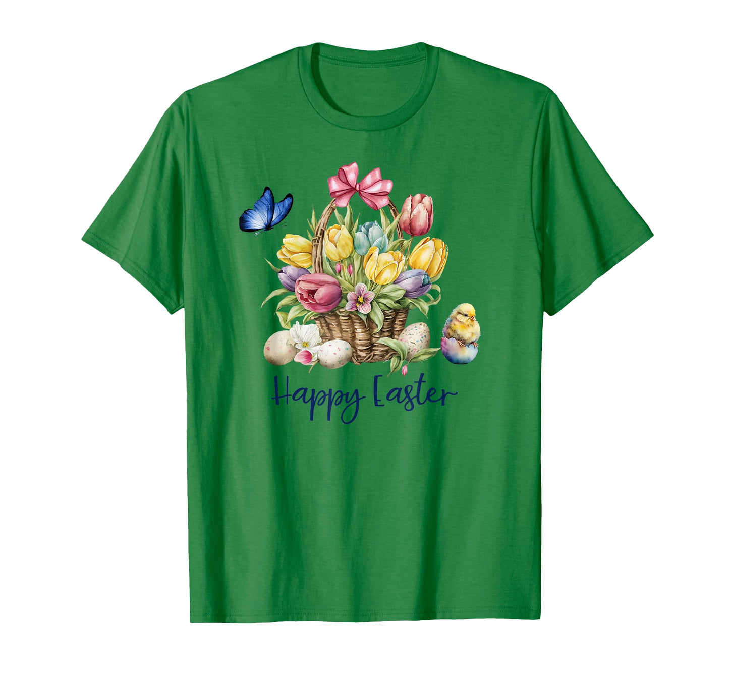 Happy Easter Flower Basket with Baby Chick Butterfly Easter T-Shirt