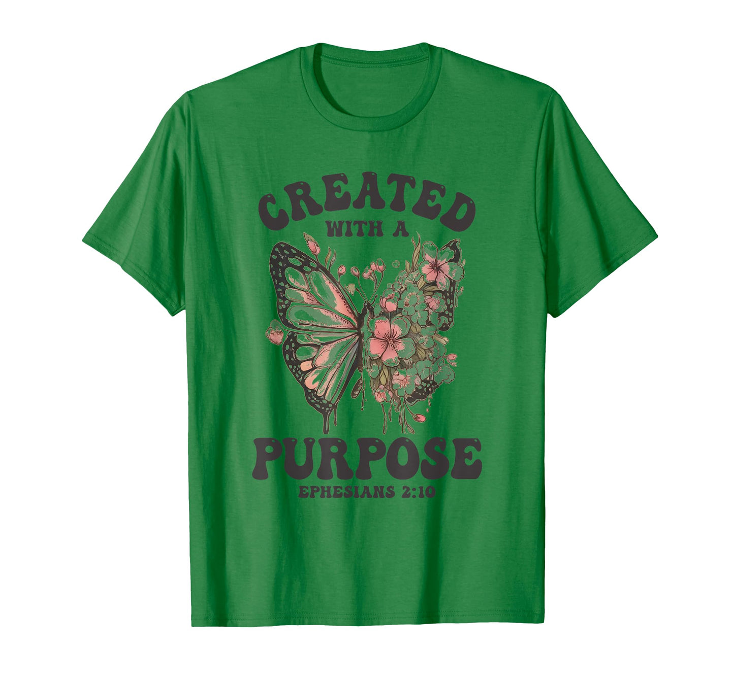 Created with A Purpose Boho Butterfly Christian Women Faith T-Shirt