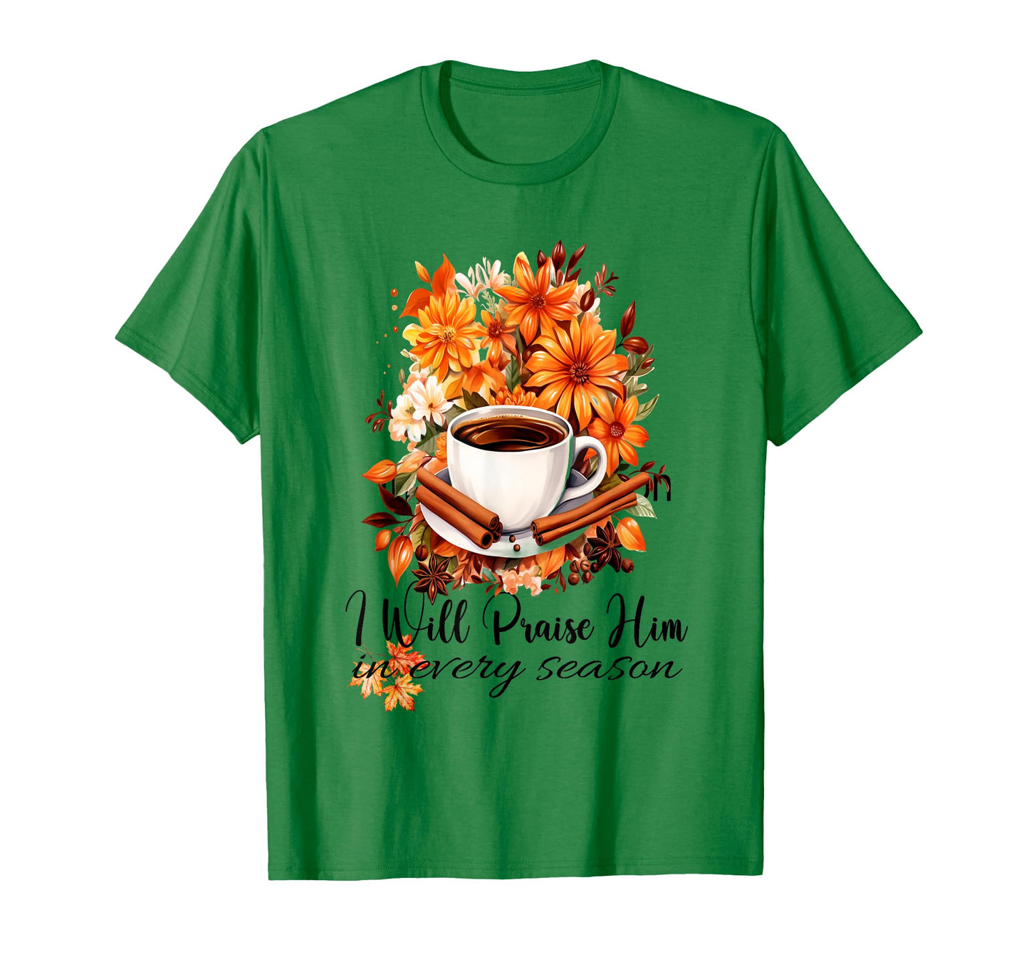 I Will Praise Him in Every Season Fall Christian Kitty Cat T-Shirt