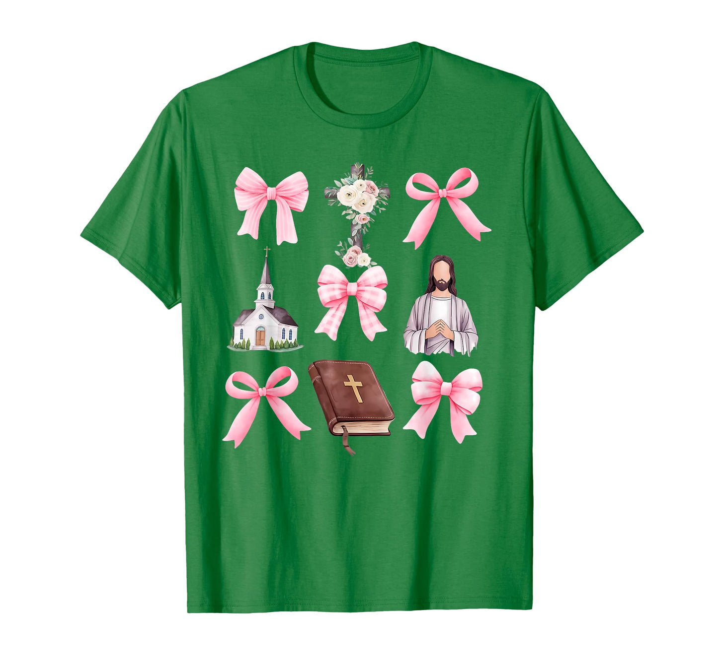 Cross Coquette Bows Floral Jesus Gift For Christian T-Shirt