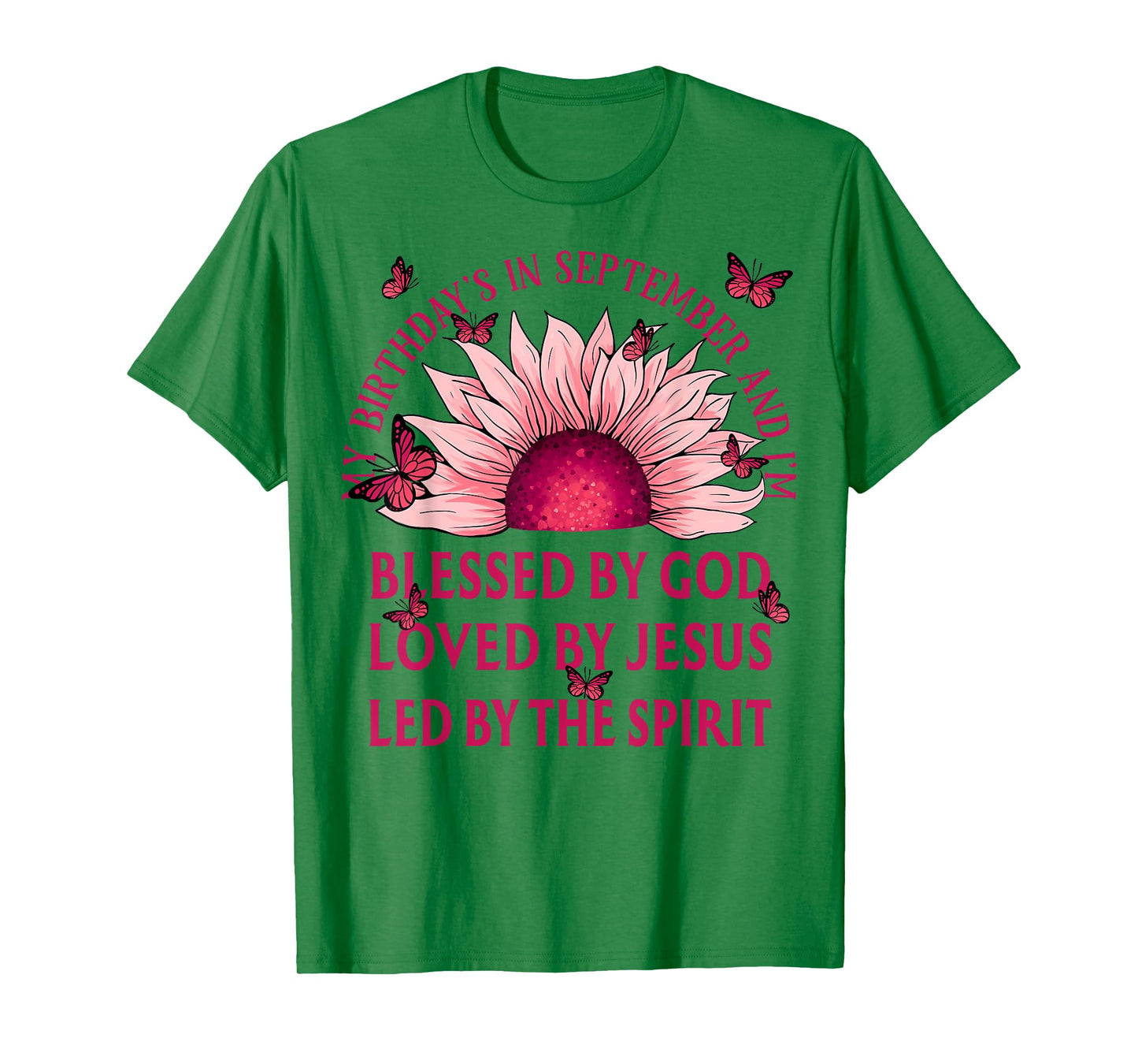 Blessed By God September Birth Month Pink Sunflower T-Shirt