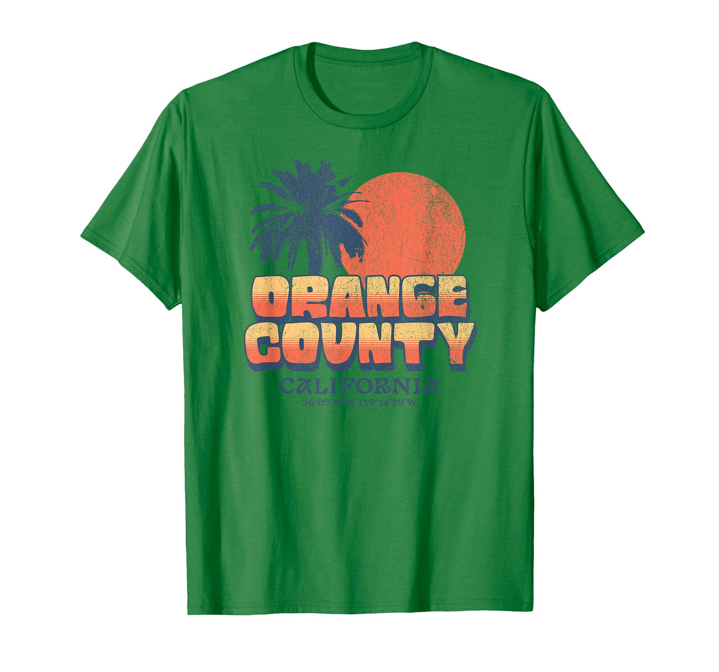 Orange County California Retro Sunset Palm Tree Cali Beach T-Shirt